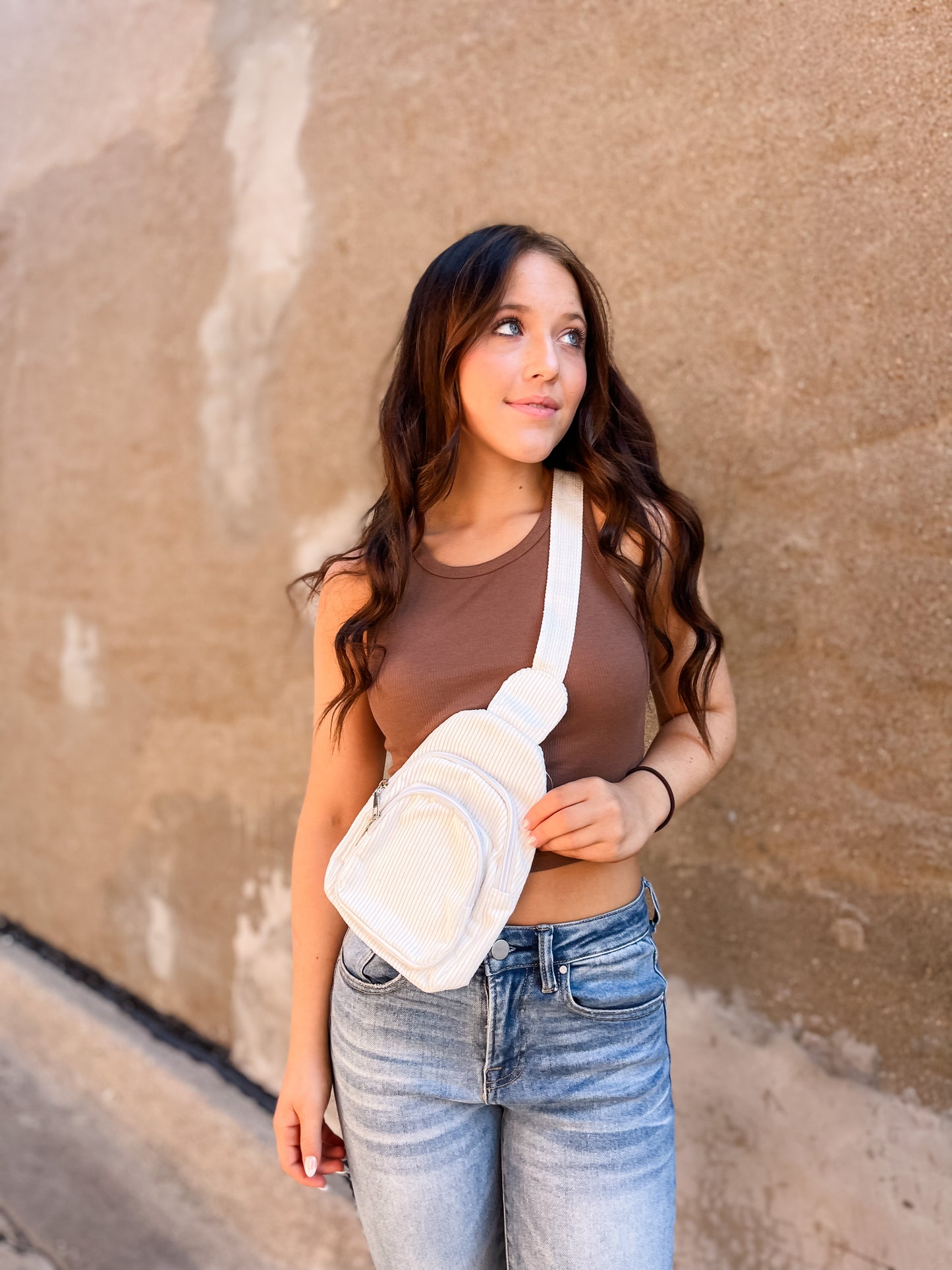 Chesney Corduroy Sling Bag - White