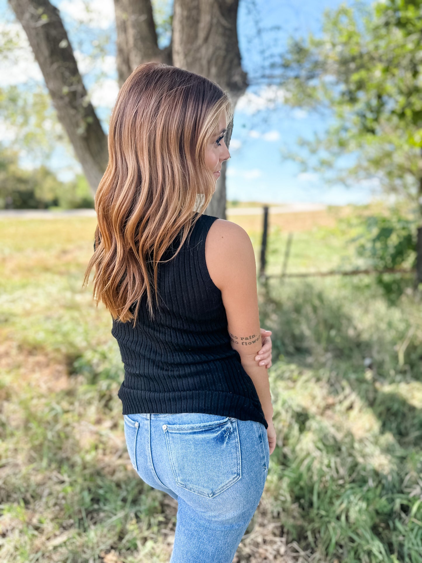 Blaire Ribbed Knit Tank - Black