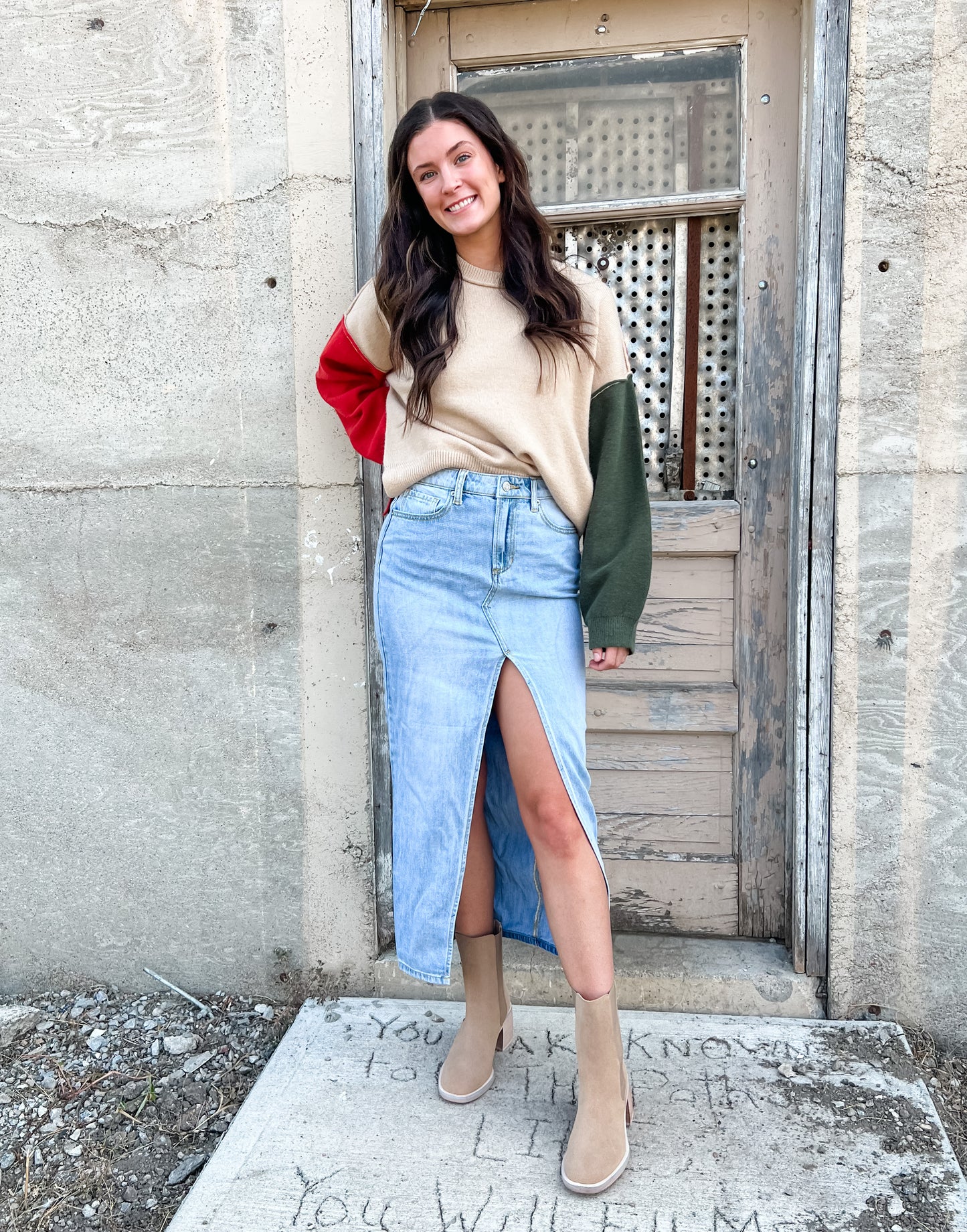 Cafe Au Lait Color Block Sweater