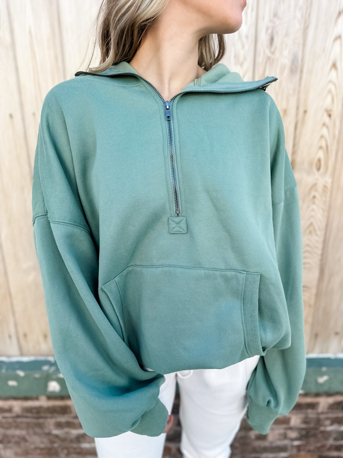 Tyler Half Zip Hoodie - Olive