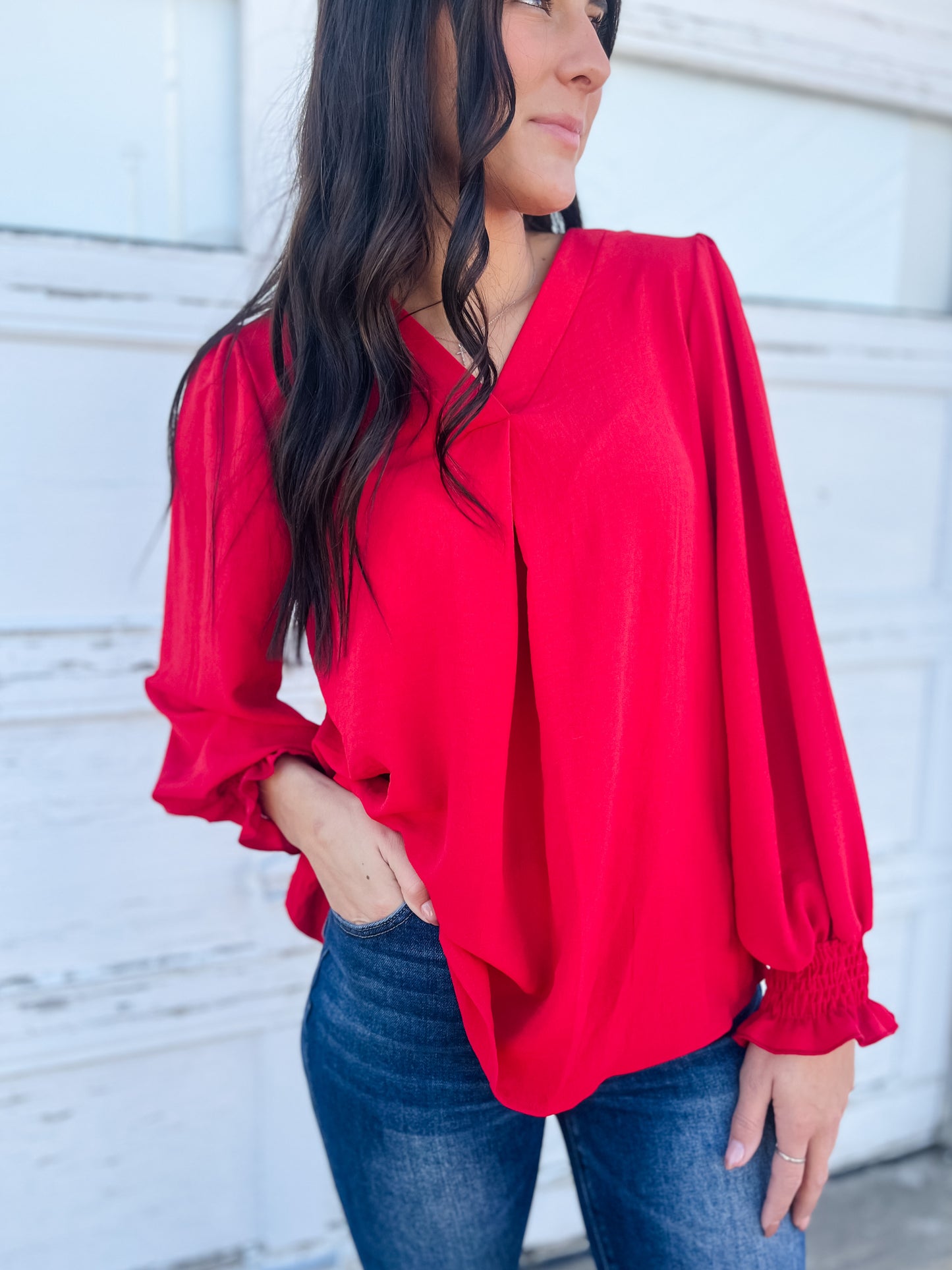 Arlo Woven Blouse - Red