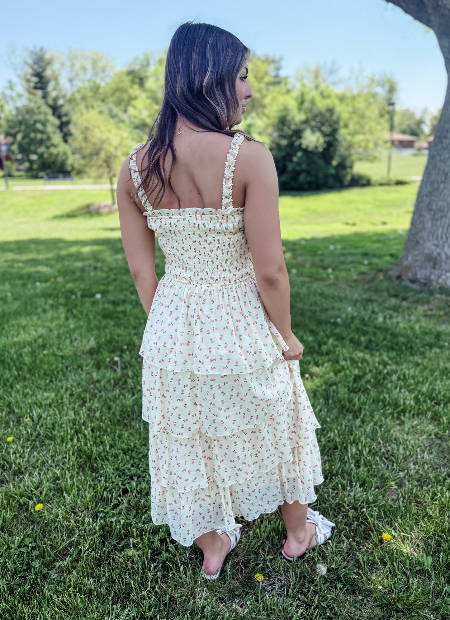 Honey Glow Tiered Midi Dress