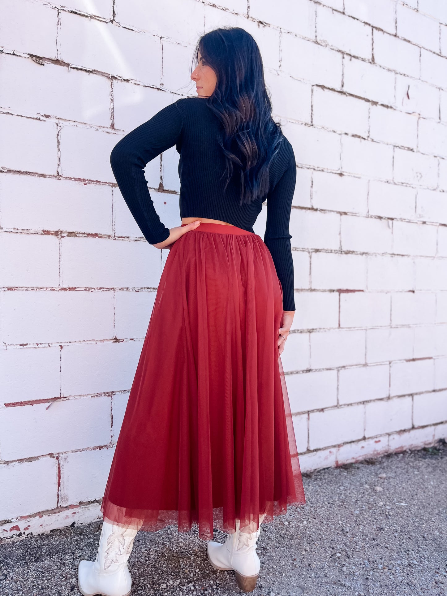 Ireland Tulle Maxi Skirt - Rust