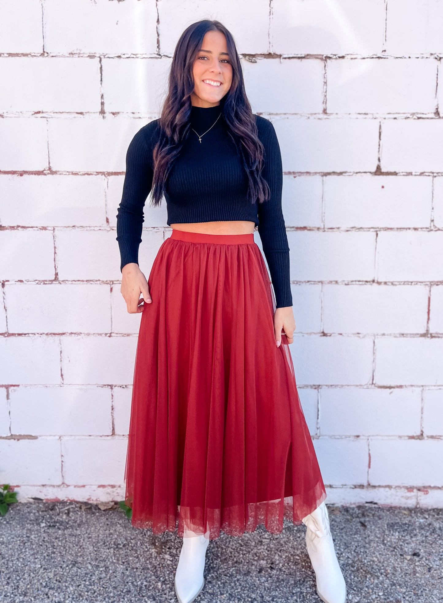Ireland Tulle Maxi Skirt - Rust