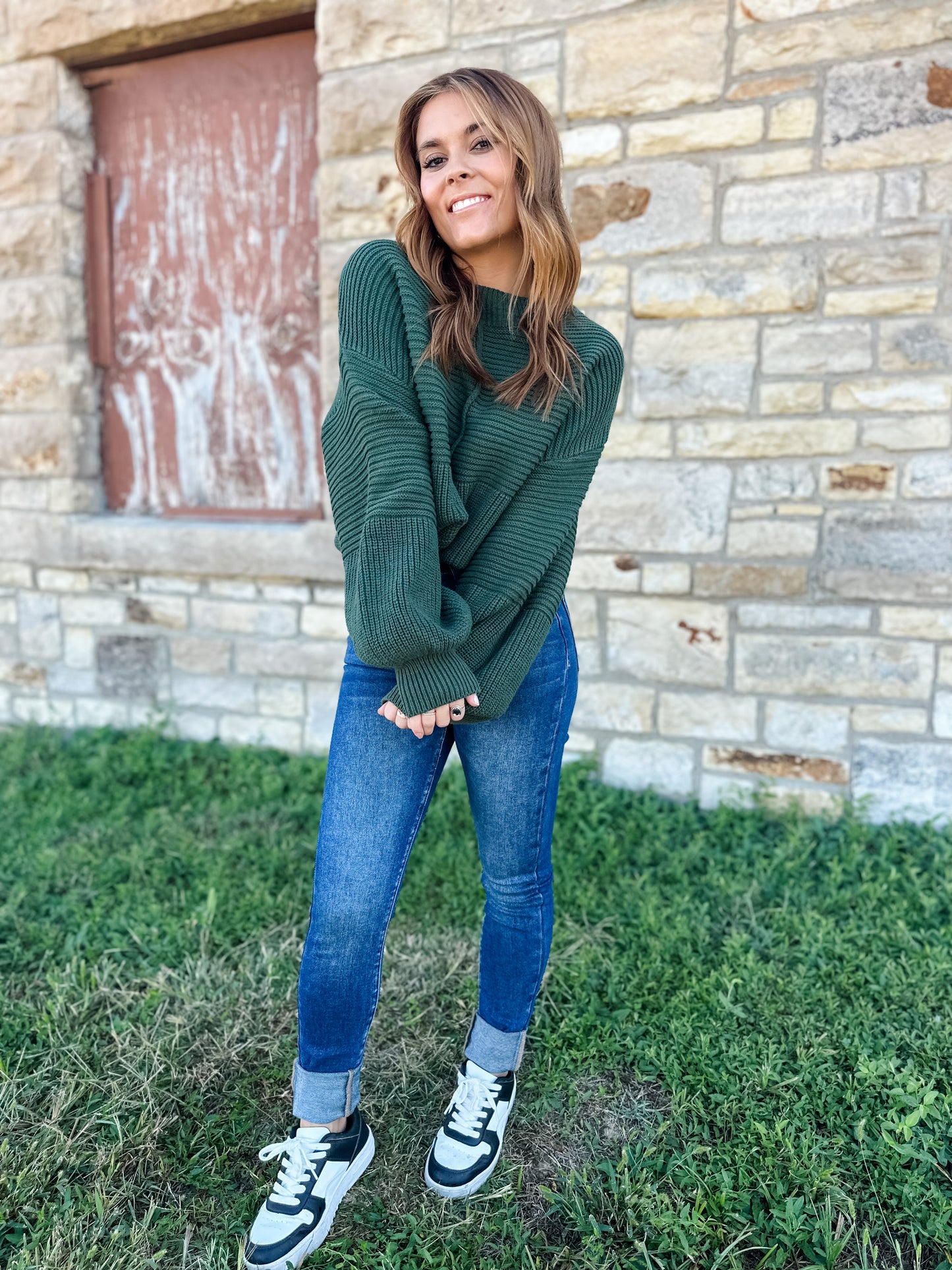 Holly Ribbed Knit Sweater - Evergreen