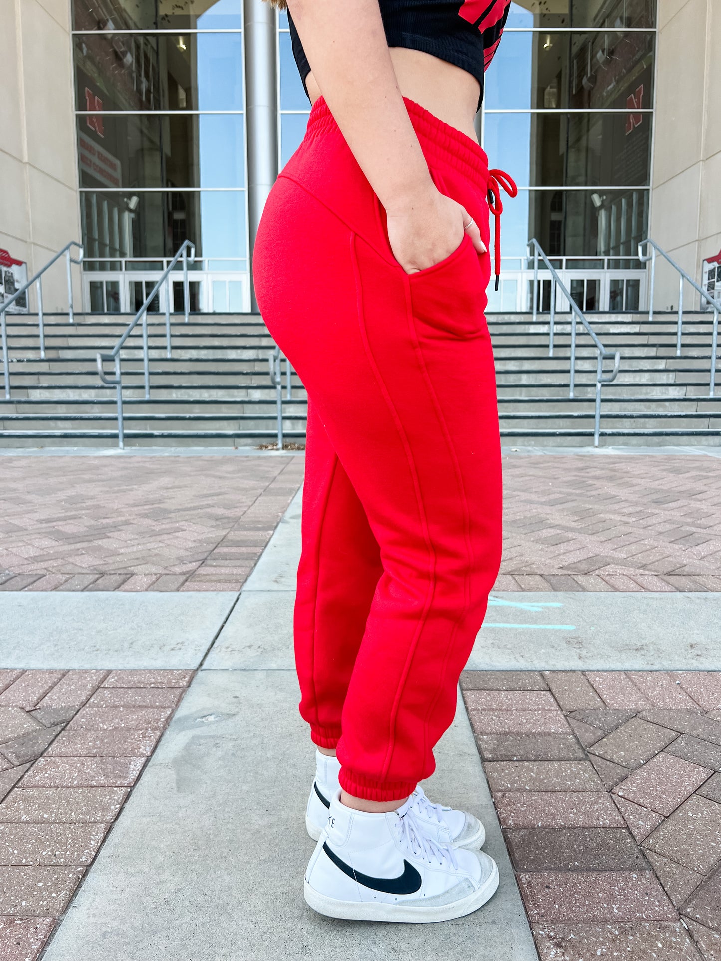 Let's Stay Home Joggers - Scarlet