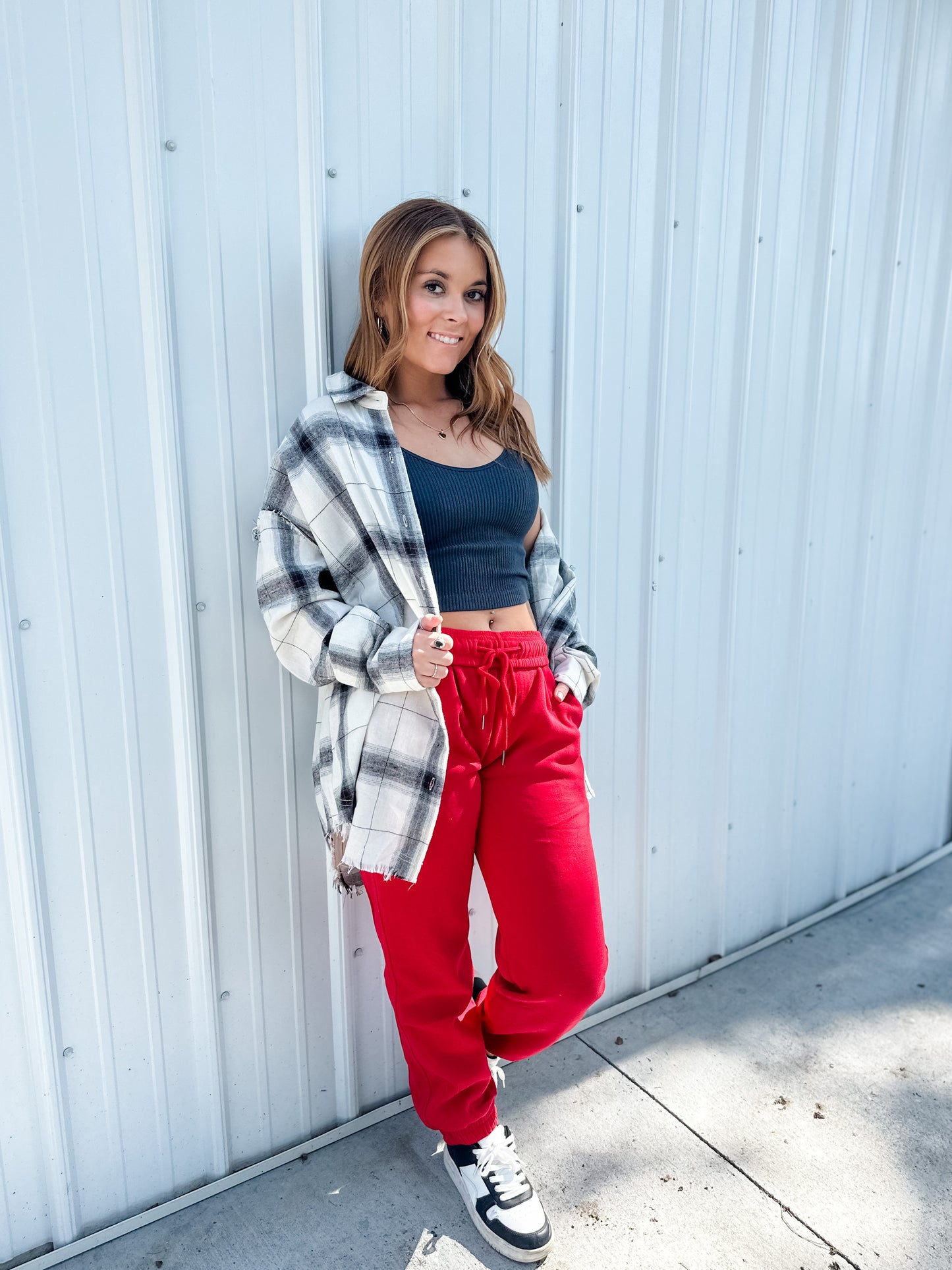 Let's Stay Home Joggers - Cranberry