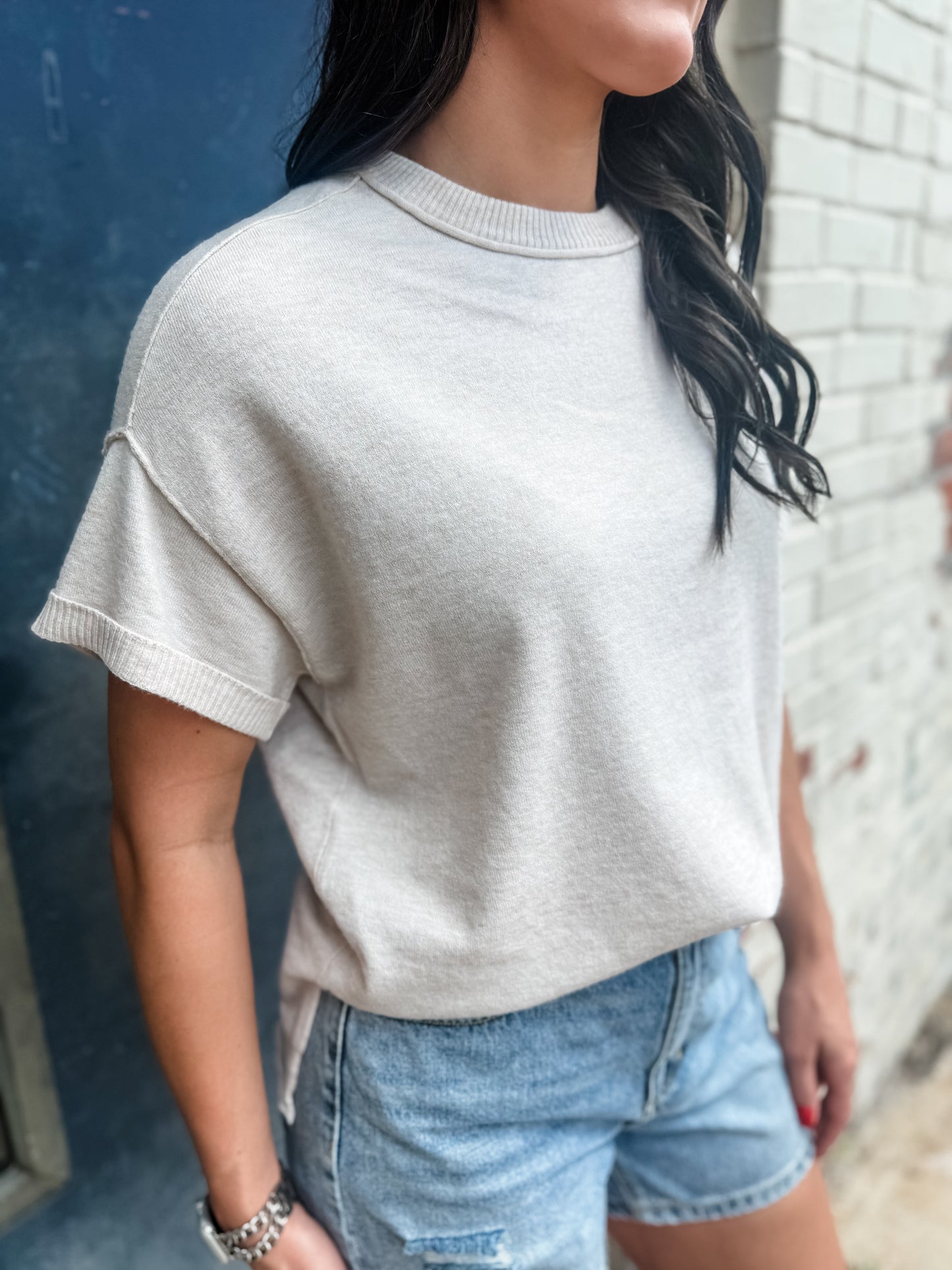 Eloise Knit Sweater Top - Oatmeal