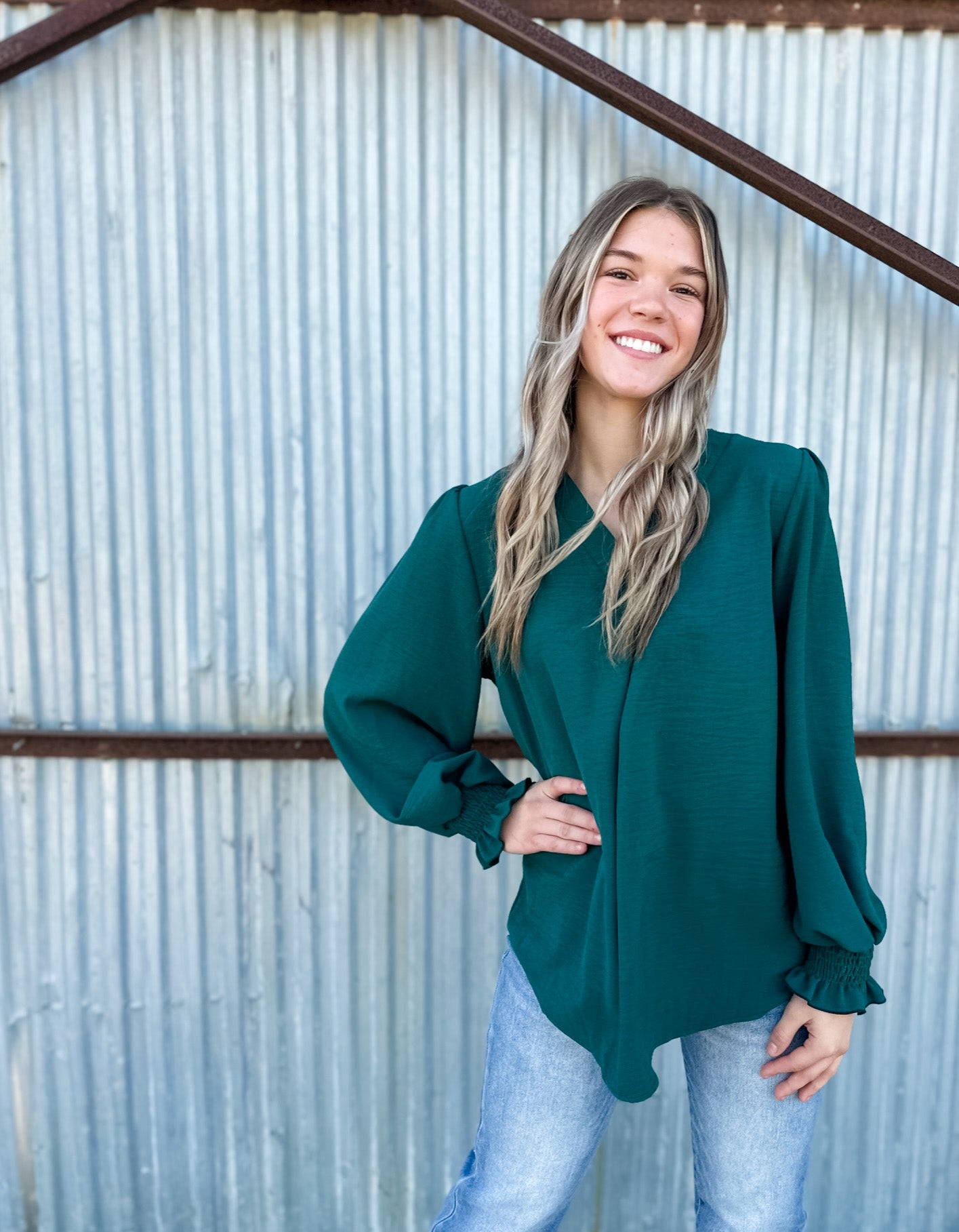 Arlo Woven Blouse - Hunter