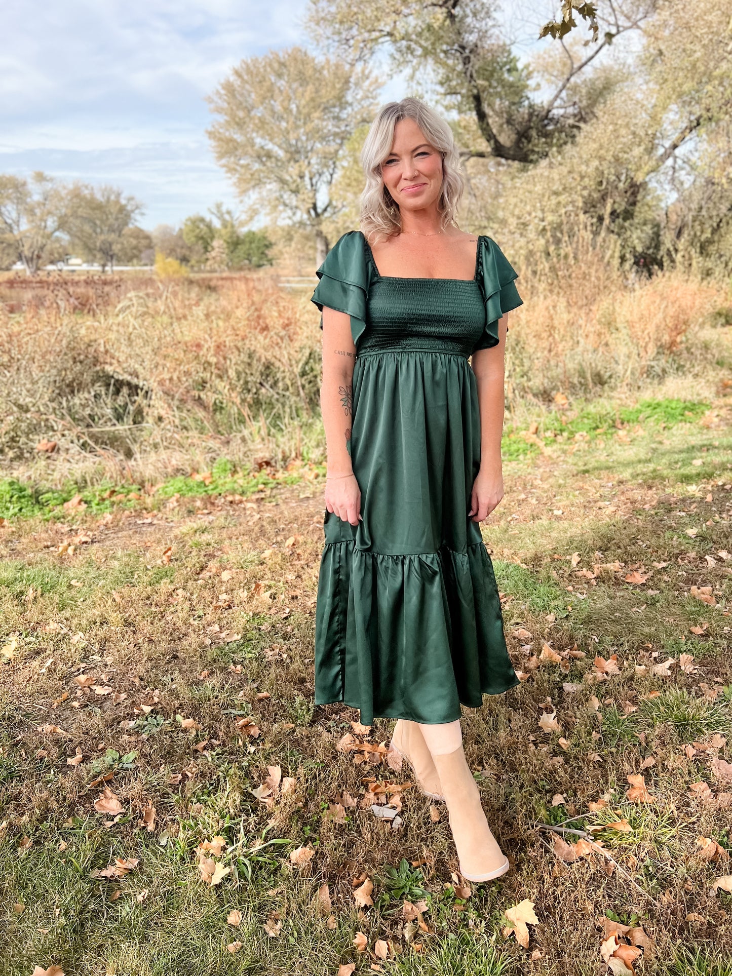 Satin Forest Dress