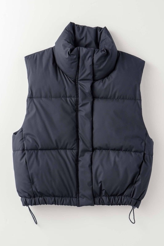 Slow It Down Cropped Puffer Vest - Black