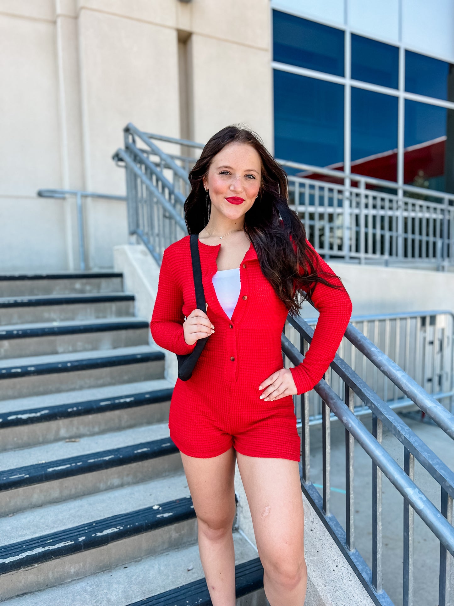 Scarlet Dreams Waffle Romper