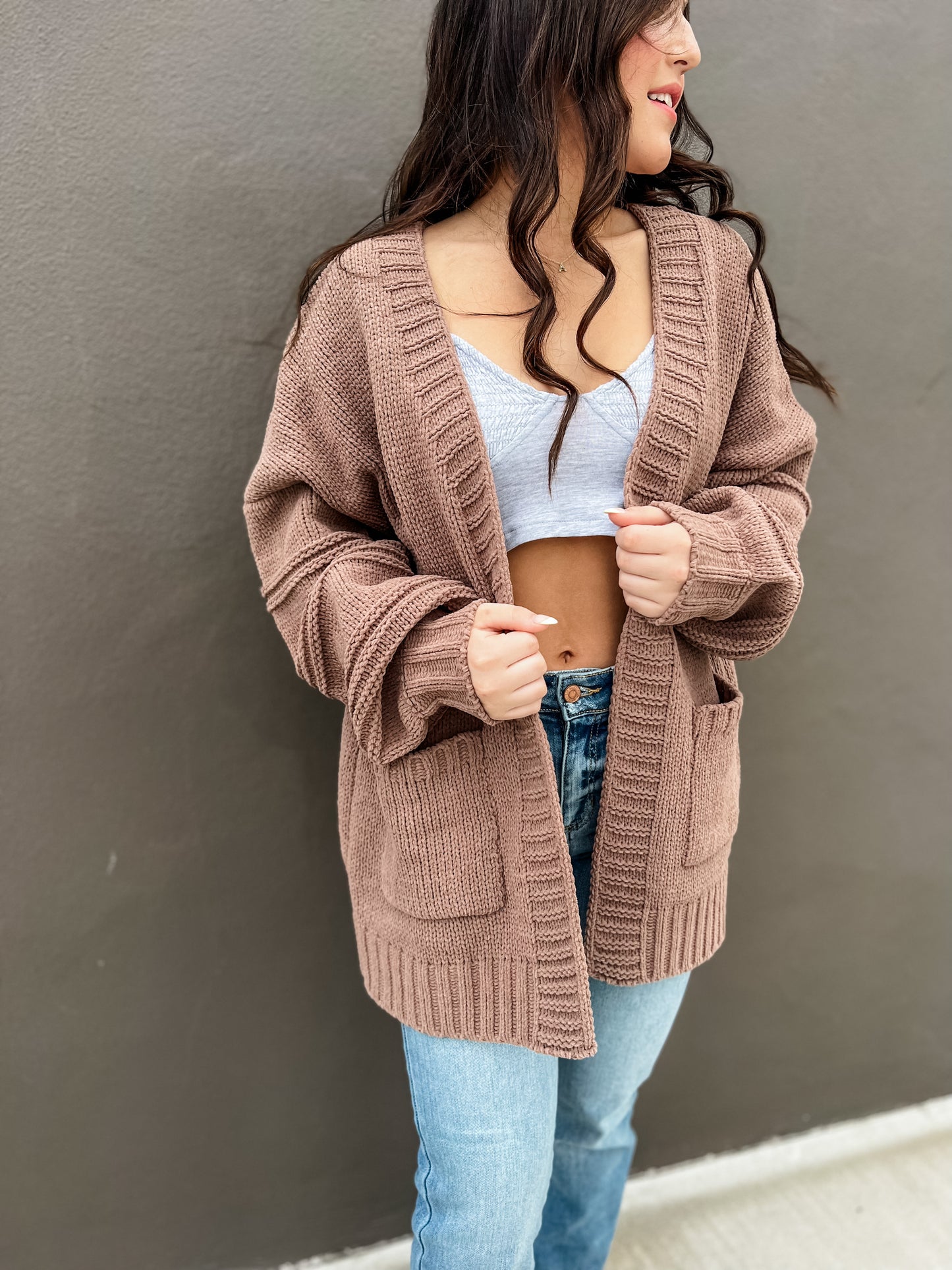 Mona Seamed Cardigan - Mocha