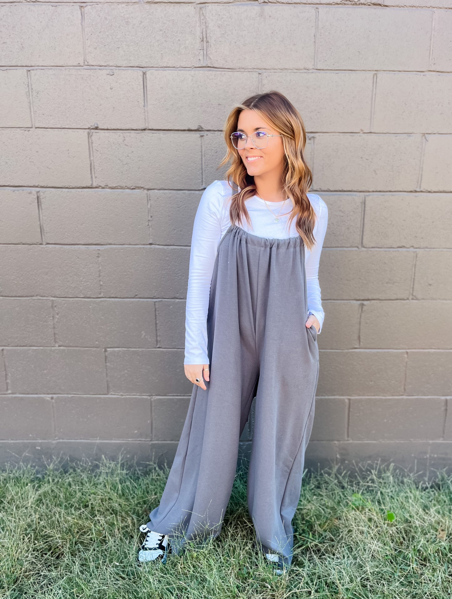 On My Mind Drawstring Jumpsuit - Grey