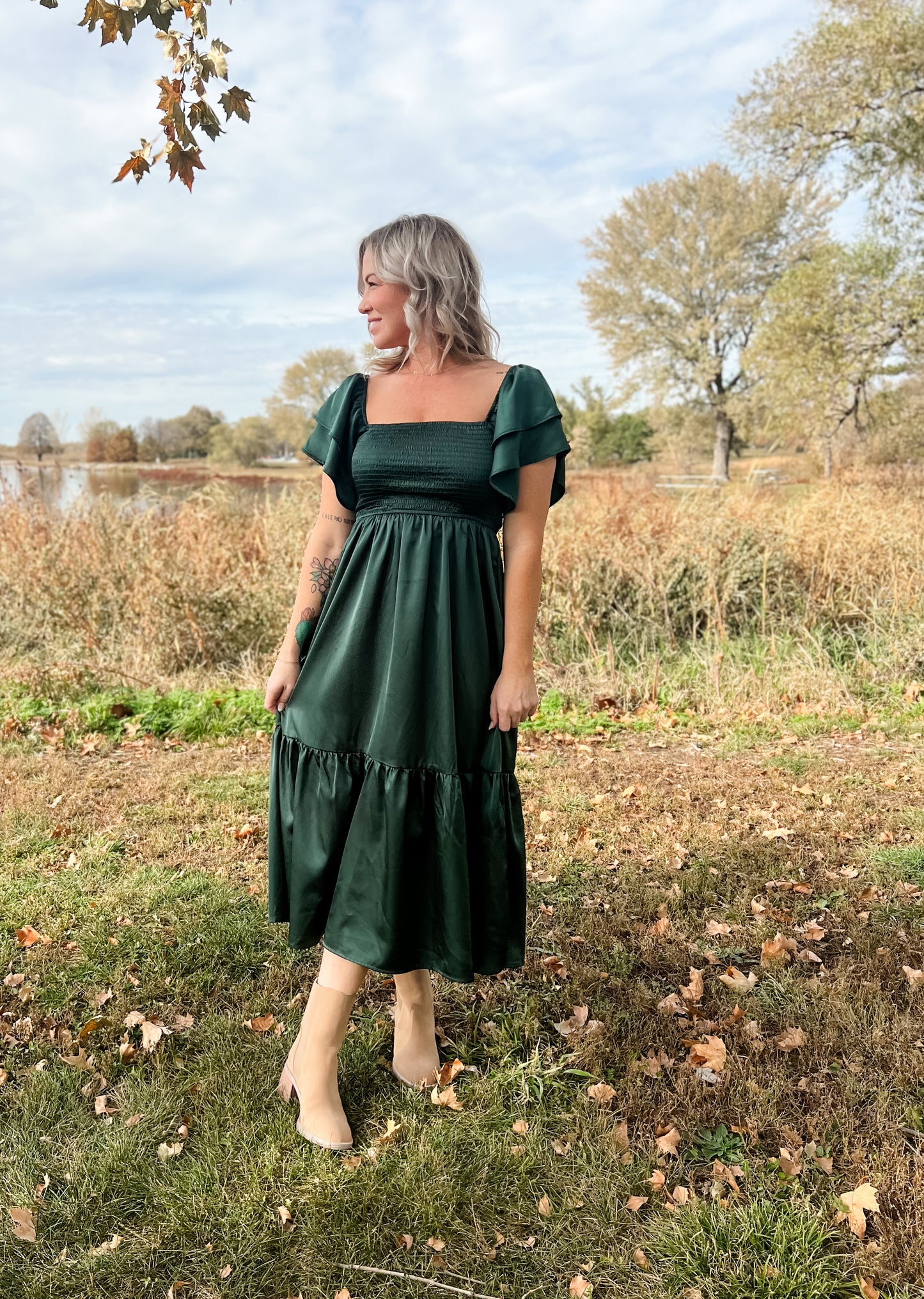 Satin Forest Dress