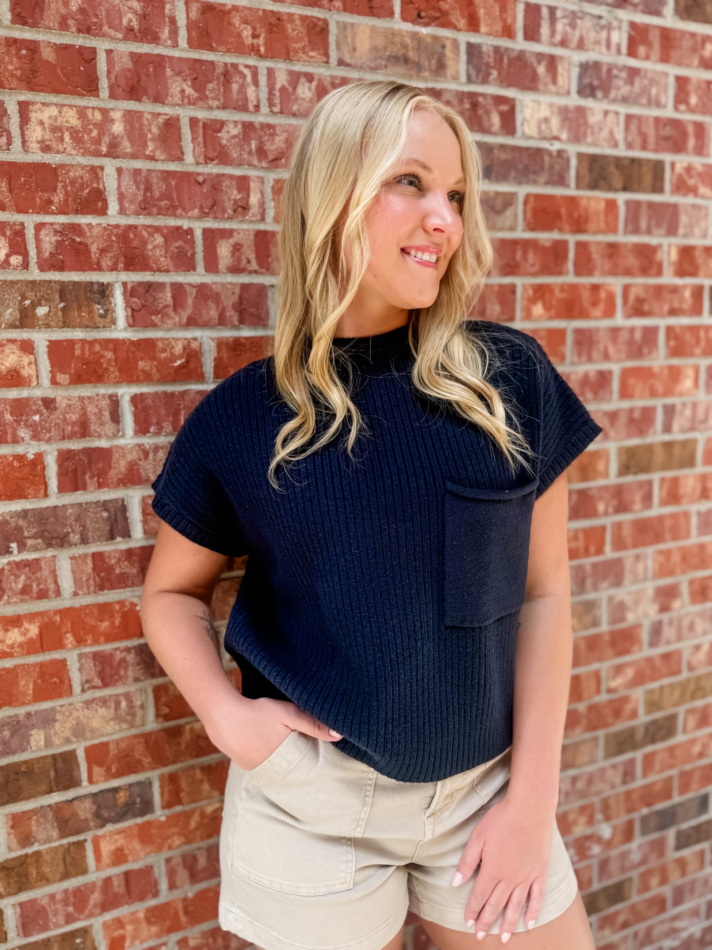 Jayla Sweater Top - Navy