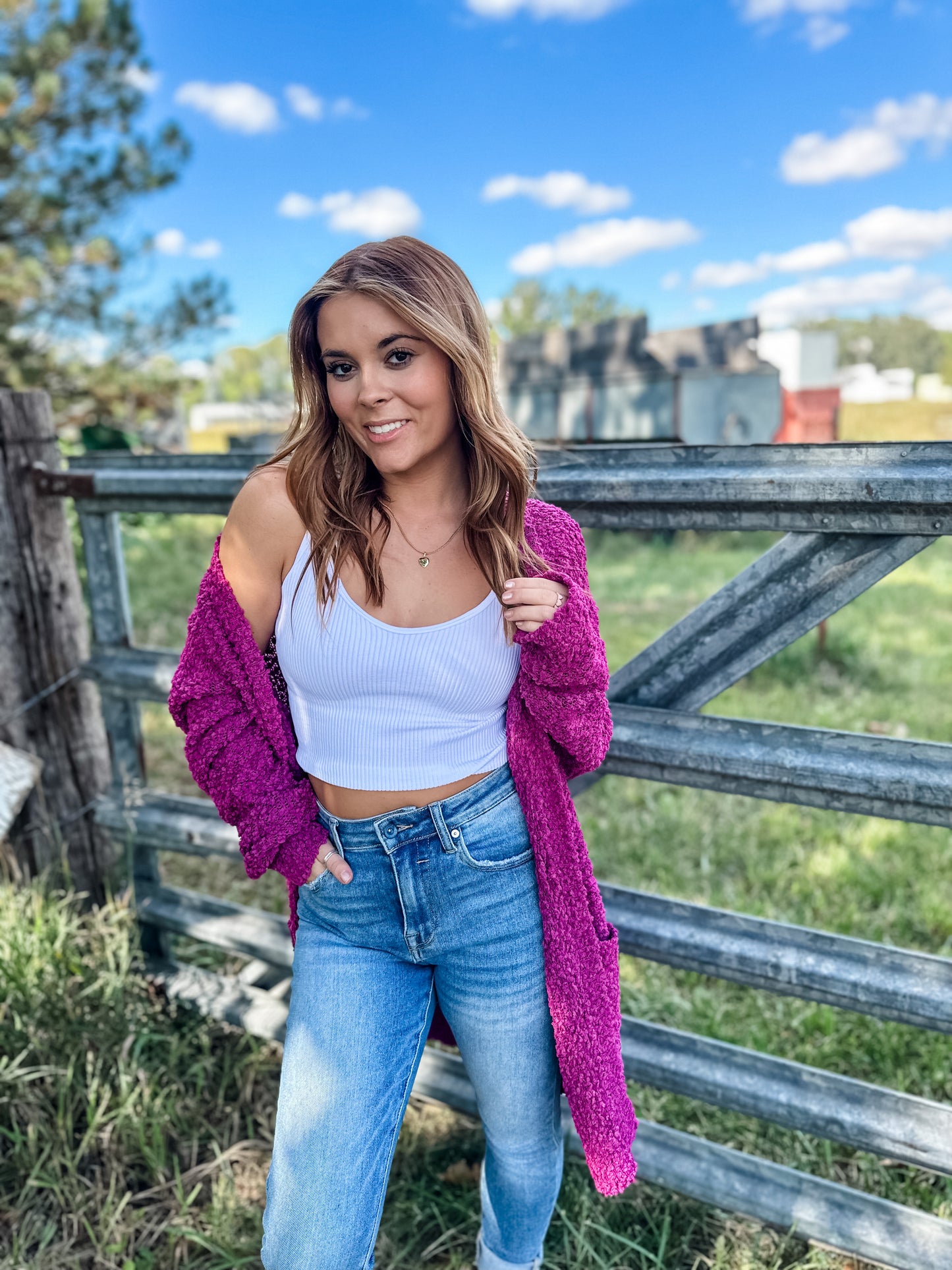 Missoula Mornings Cardigan - Magenta