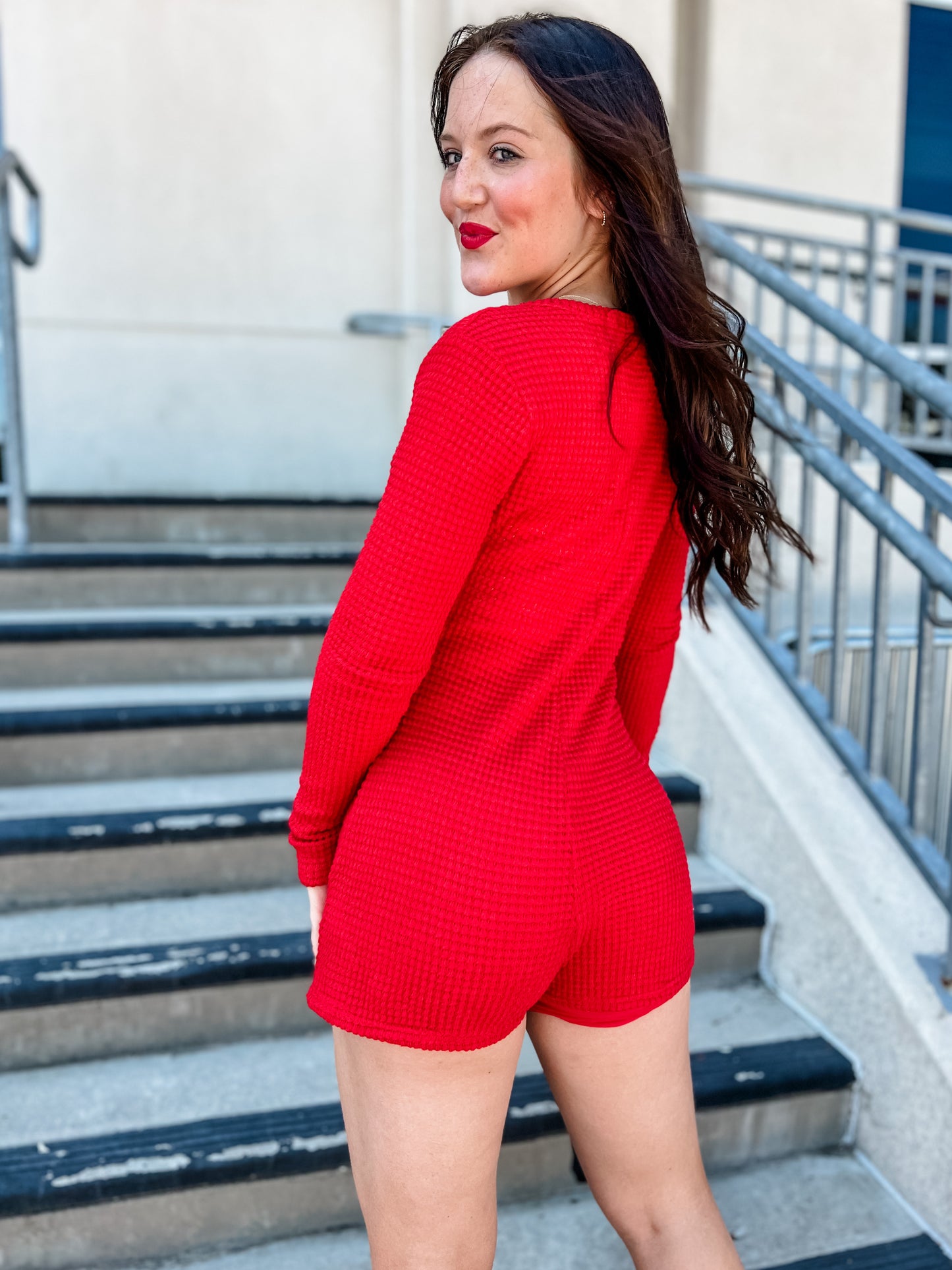 Scarlet Dreams Waffle Romper
