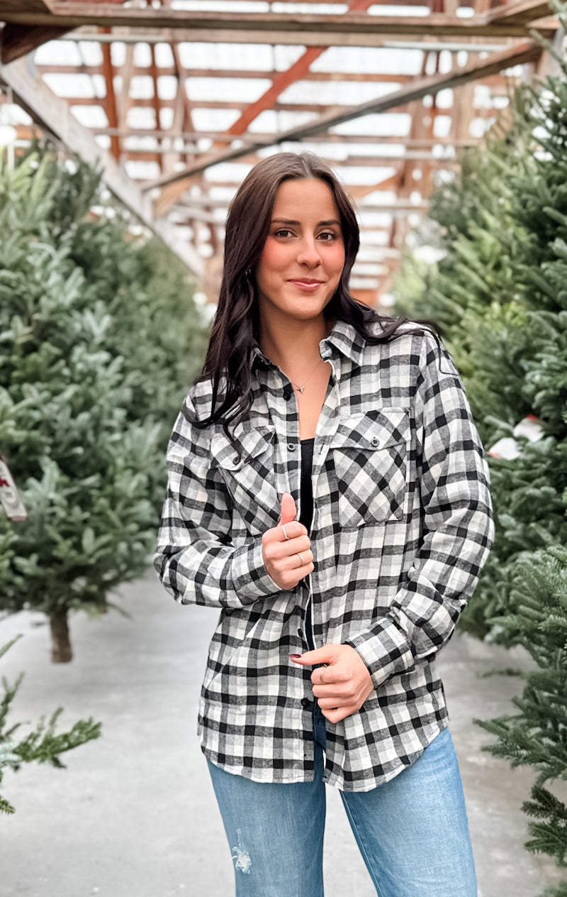KC Flannel - Grey & White Plaid