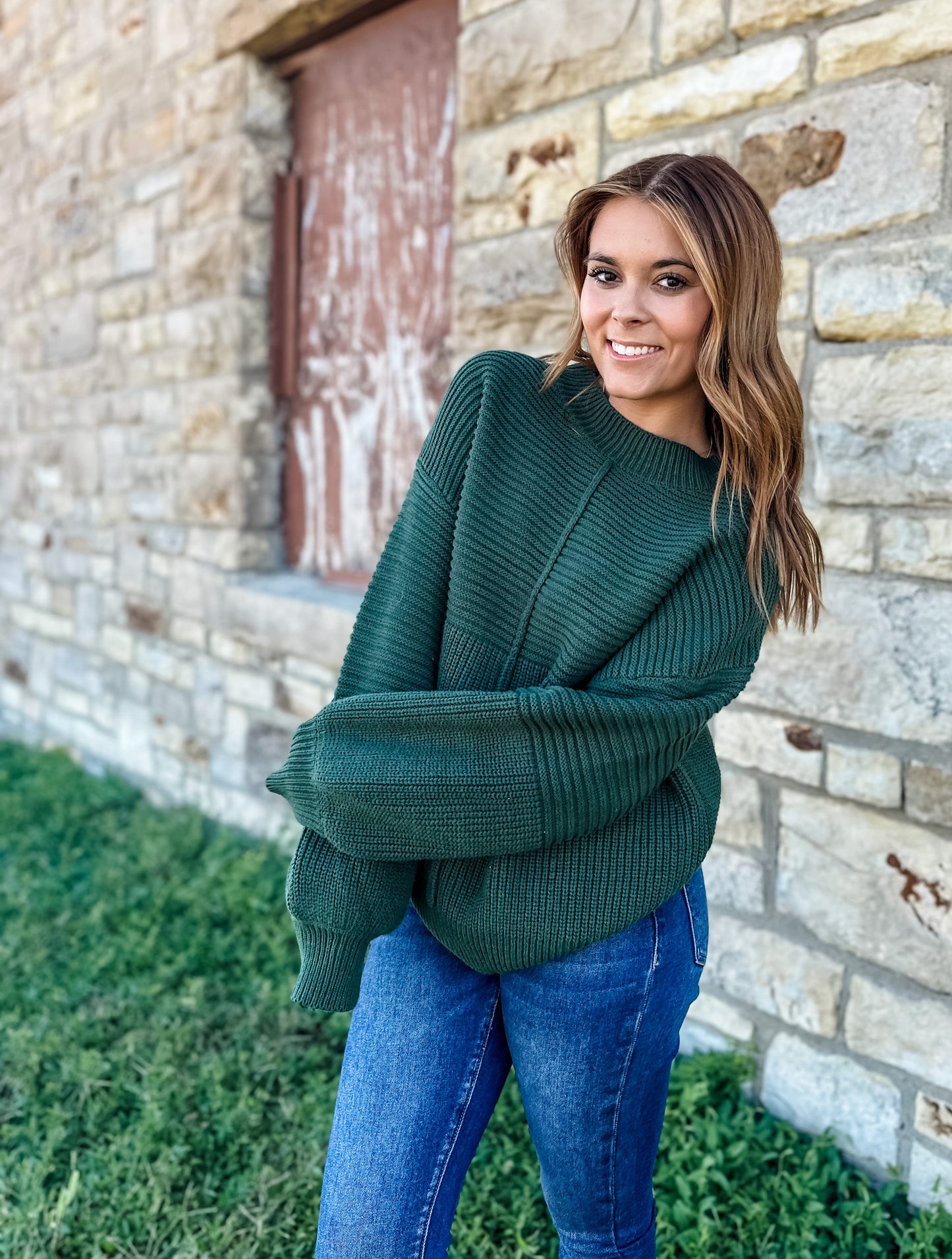 Holly Ribbed Knit Sweater - Evergreen
