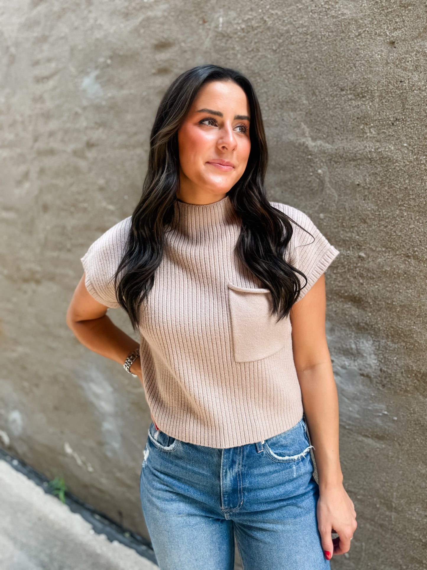 Jayla Sweater Top - Taupe