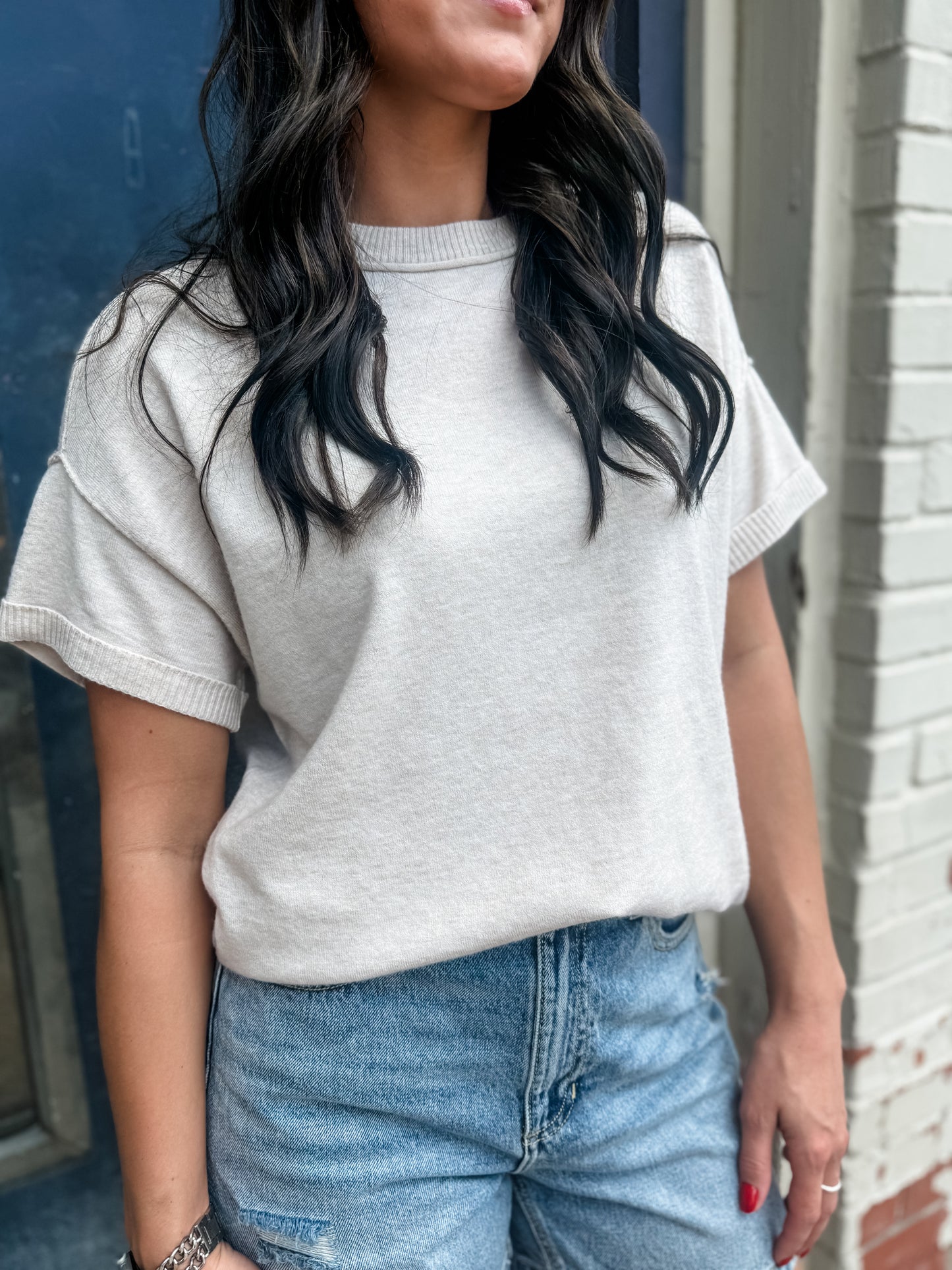 Eloise Knit Sweater Top - Oatmeal