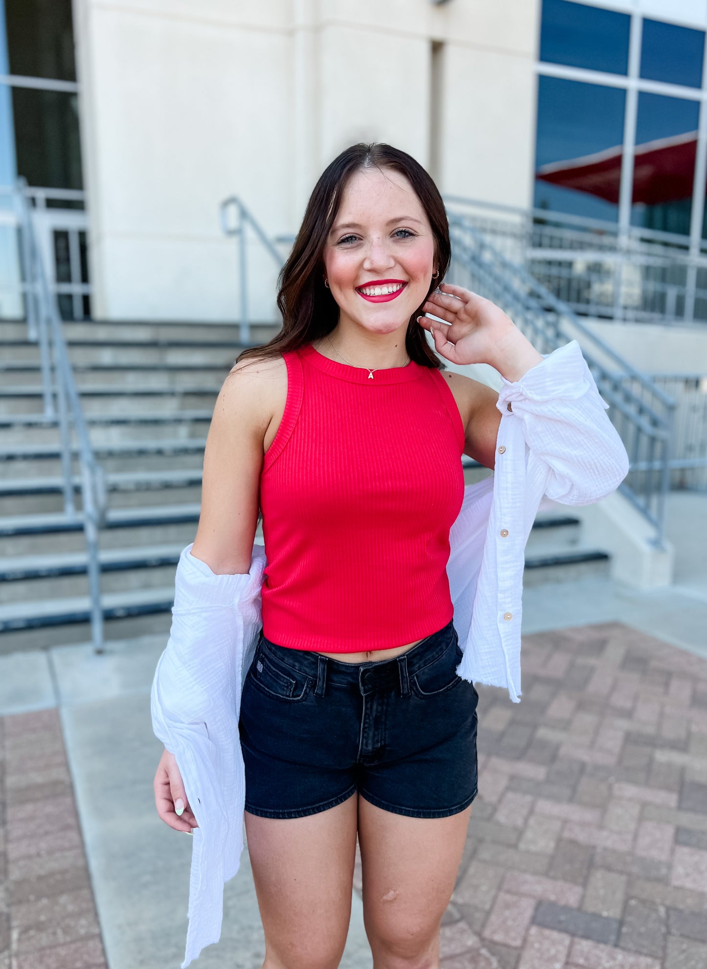 Essentially Essential Ribbed Tank - Bright Red