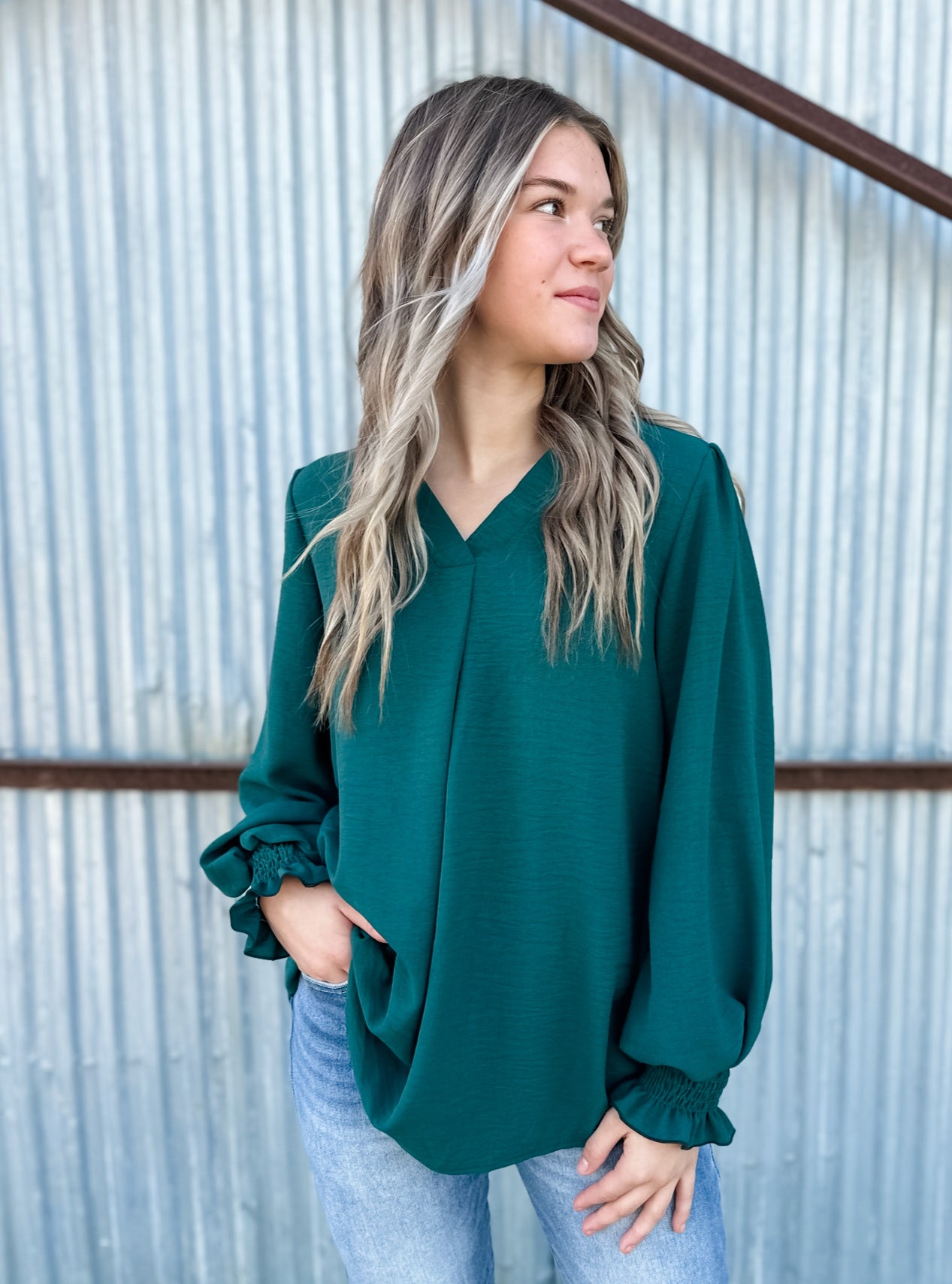 Arlo Woven Blouse - Hunter