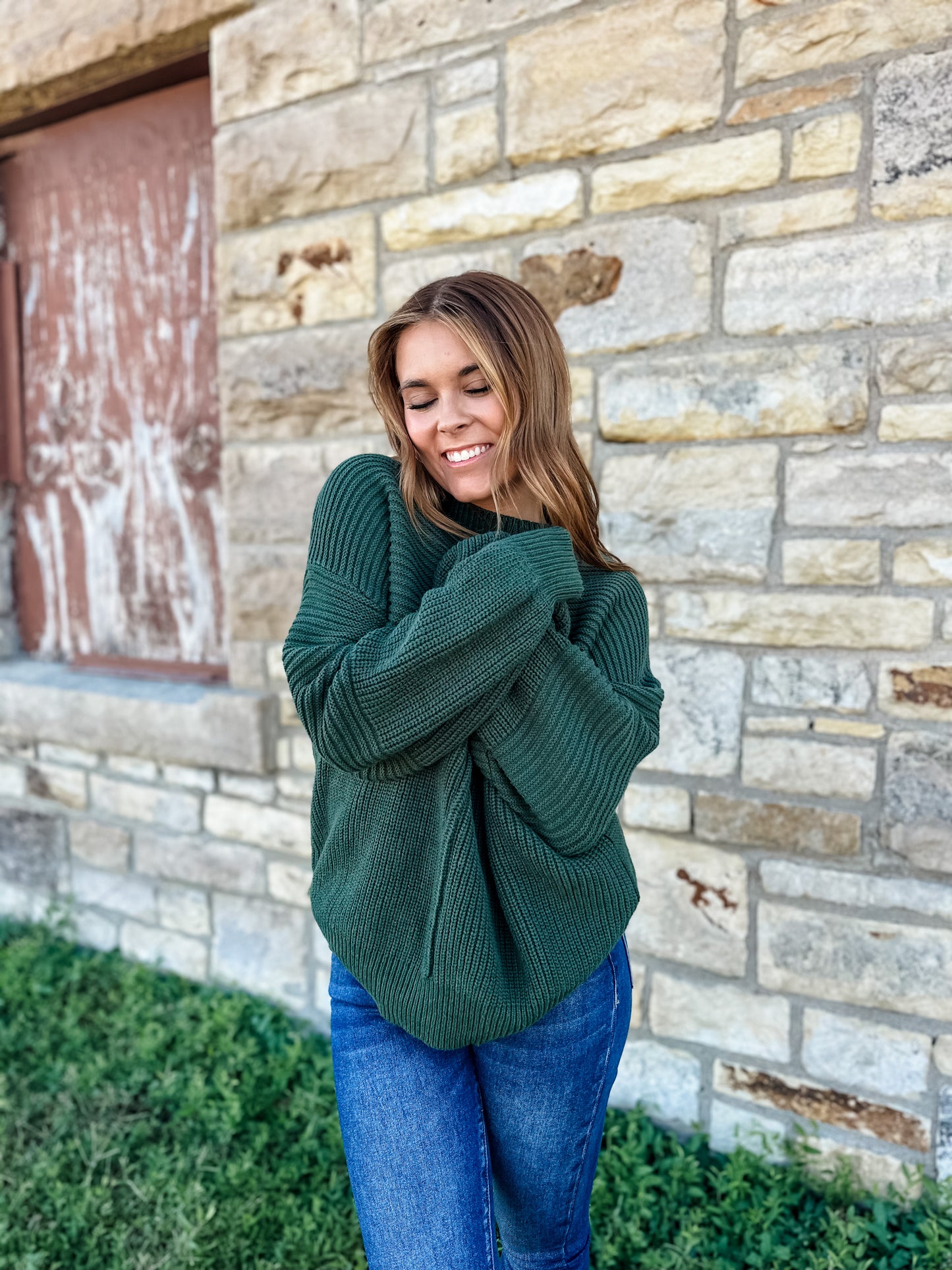 Holly Ribbed Knit Sweater - Evergreen