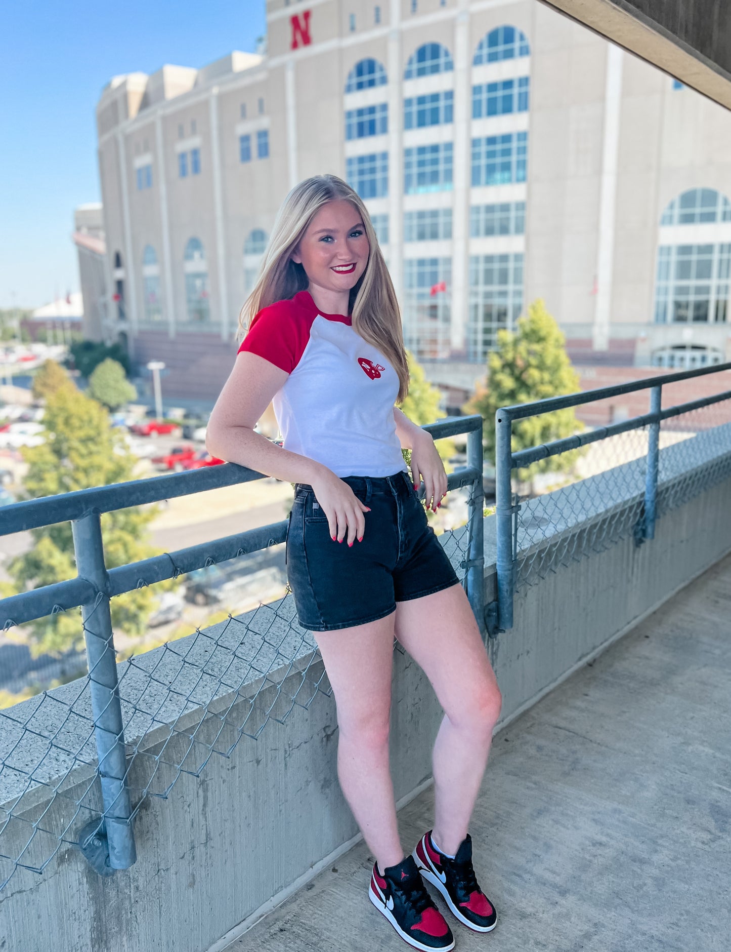 Husker Helmet Raglan Baby Tee