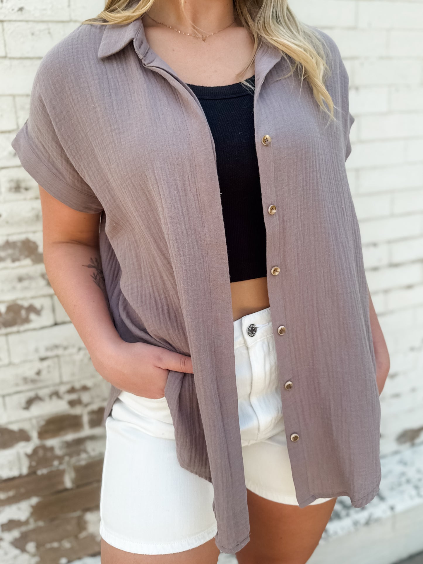 The Sunday Button Up - Taupe