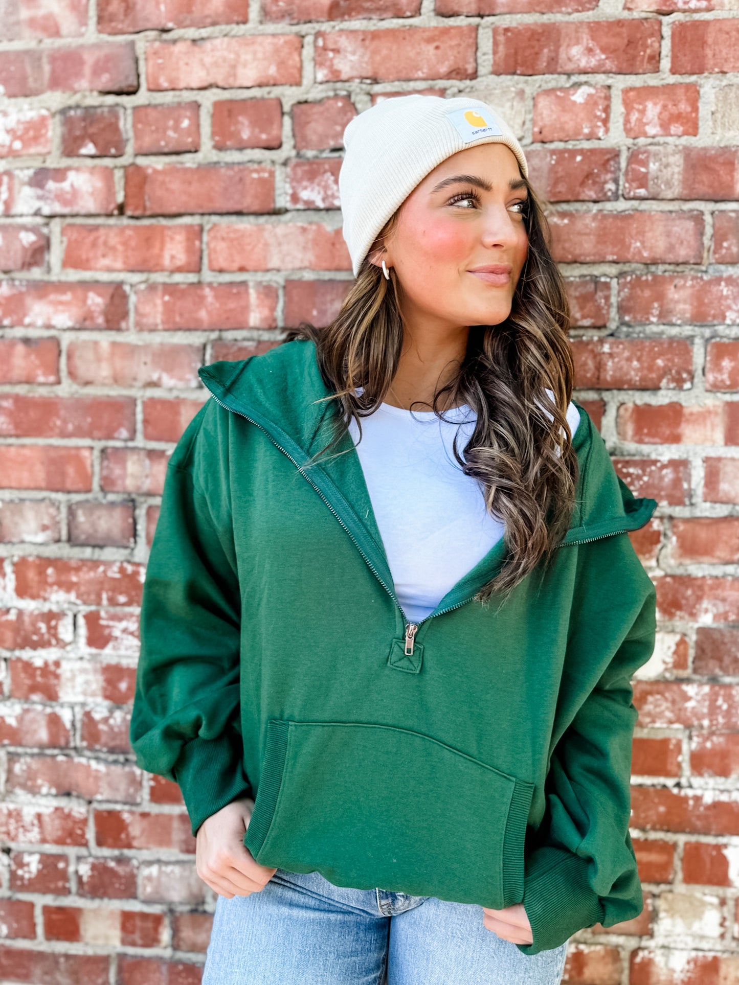Tyler Half Zip Hoodie - Green
