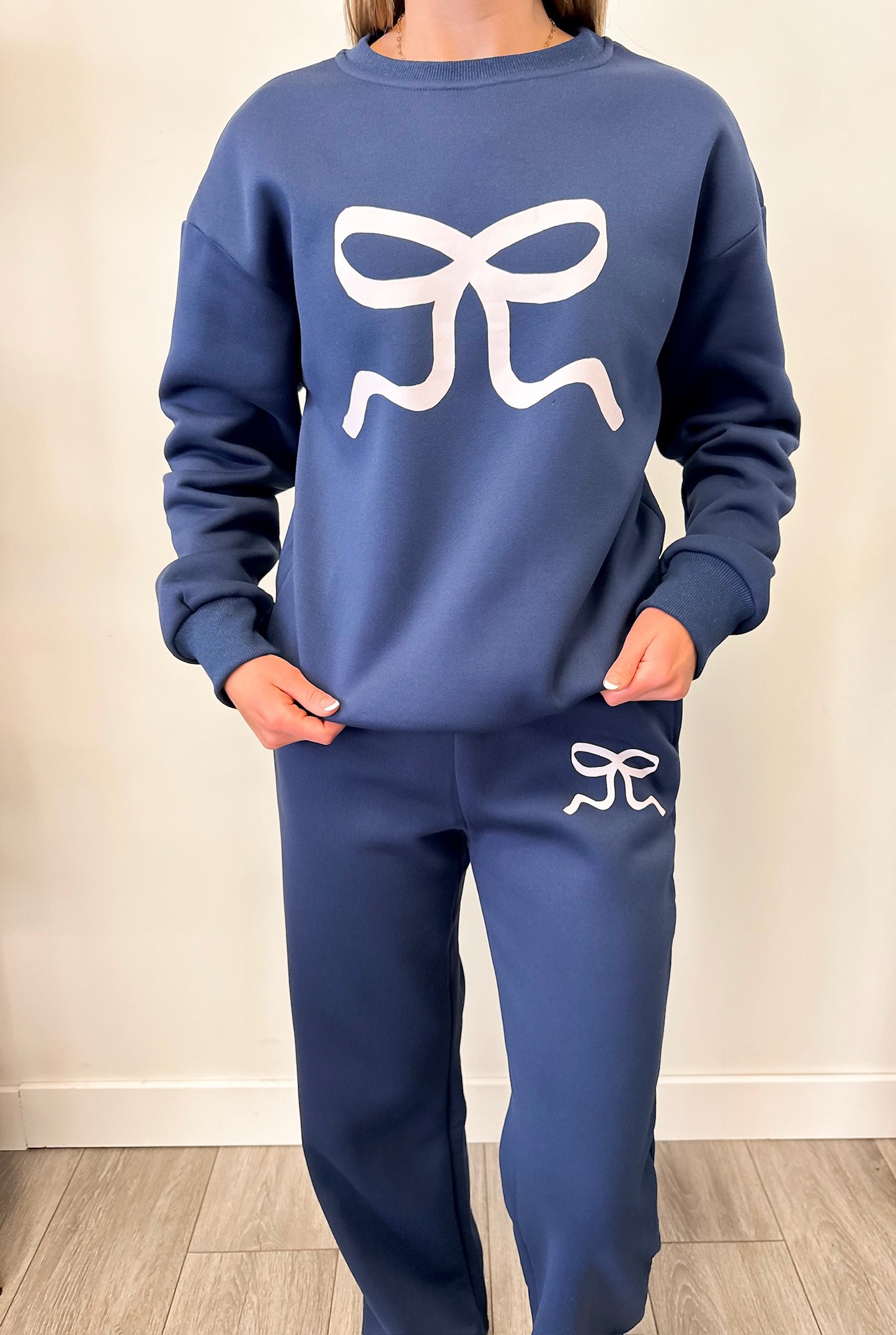 Bowed Up Sweat Pant Set - Navy