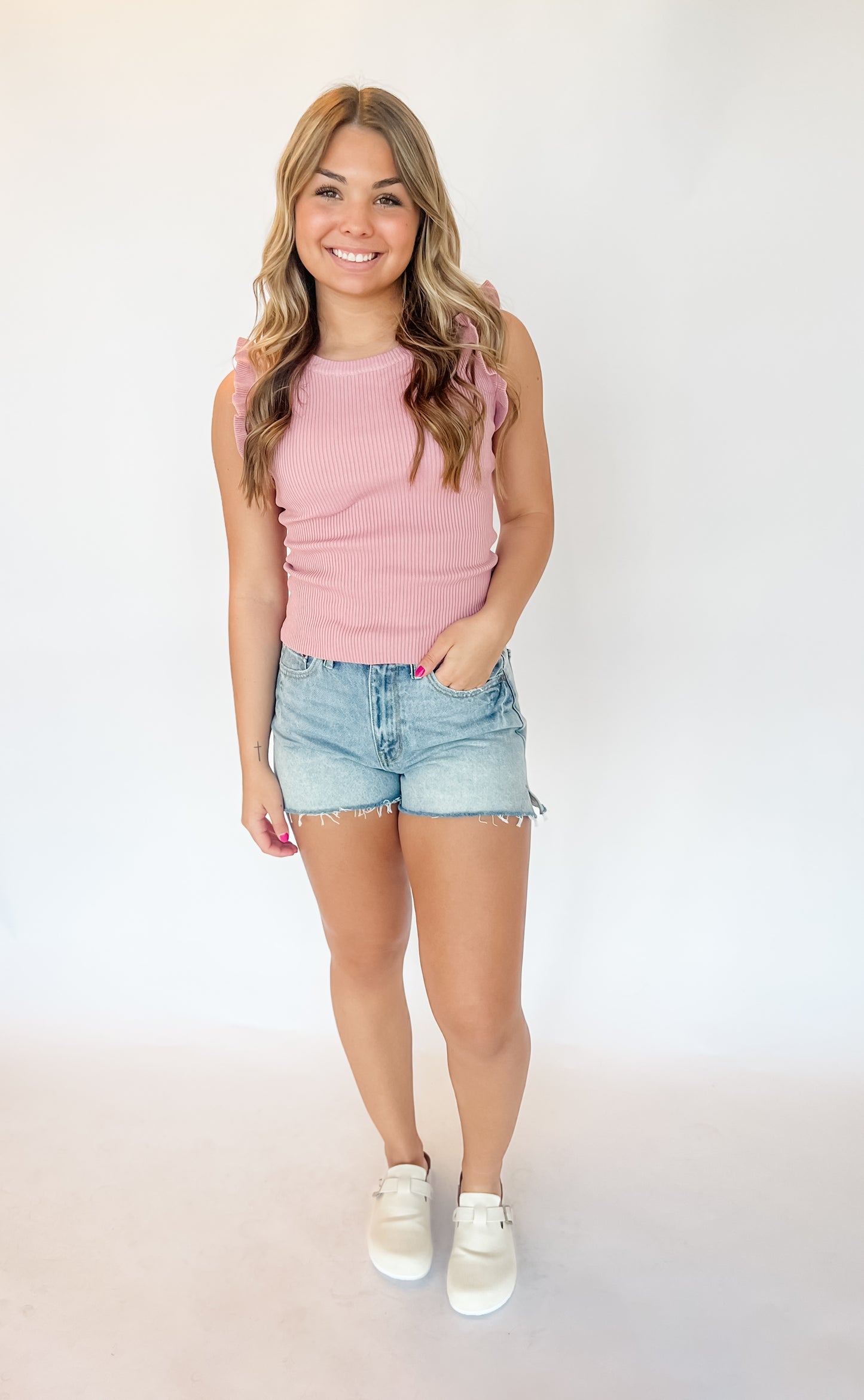 Heart Flutter Knit Top - Pink