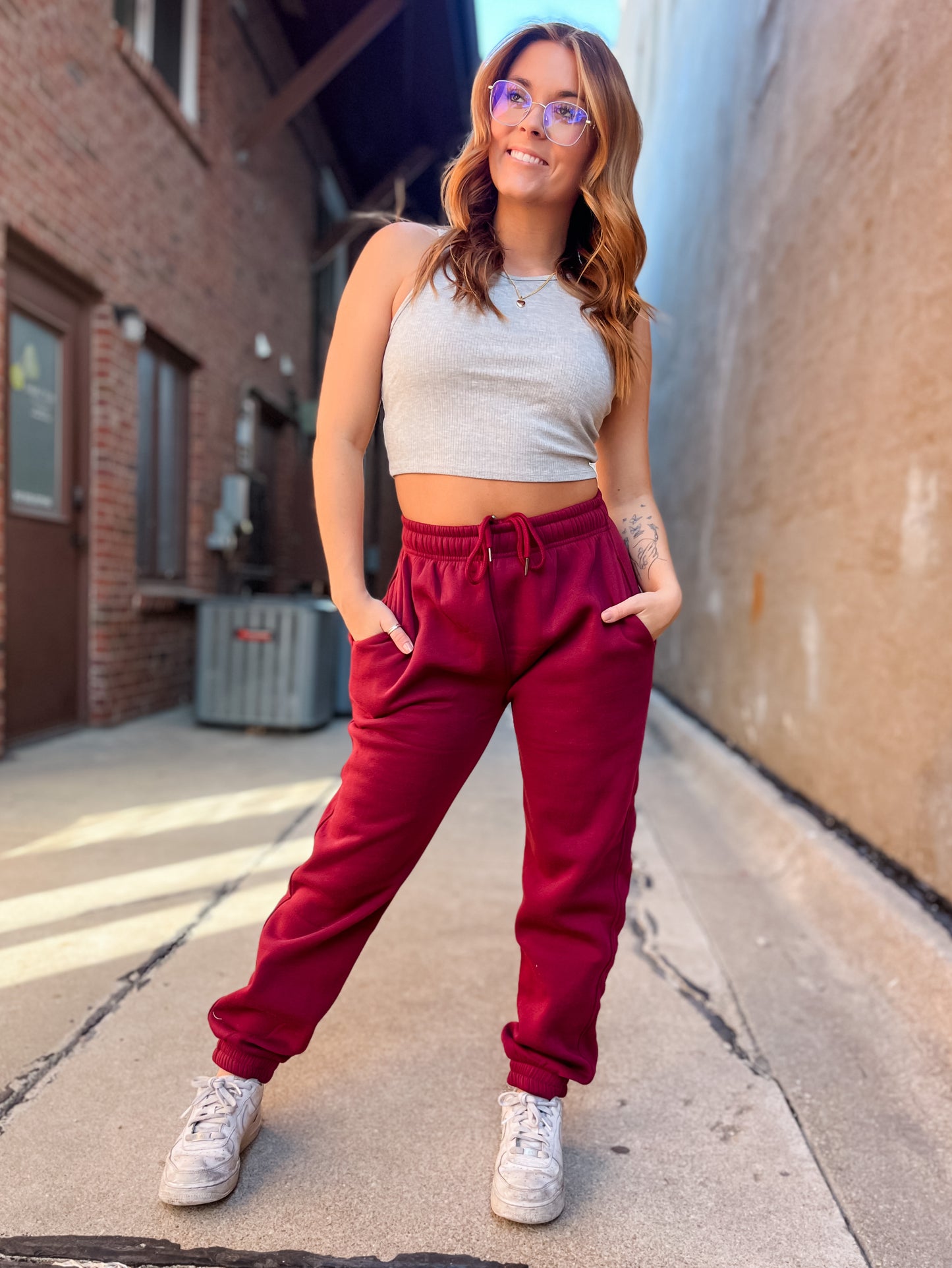 Let's Stay Home Joggers - Burgundy