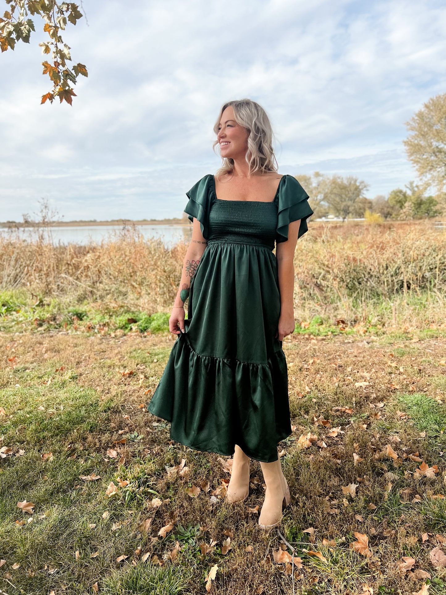 Satin Forest Dress