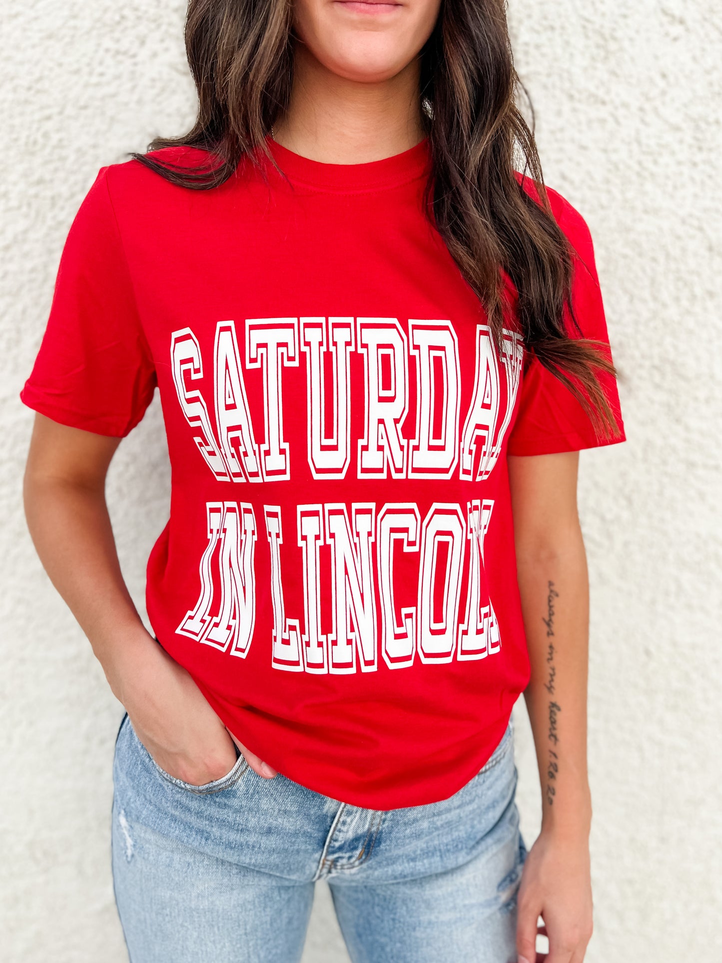 Saturday In Lincoln Tee - Red
