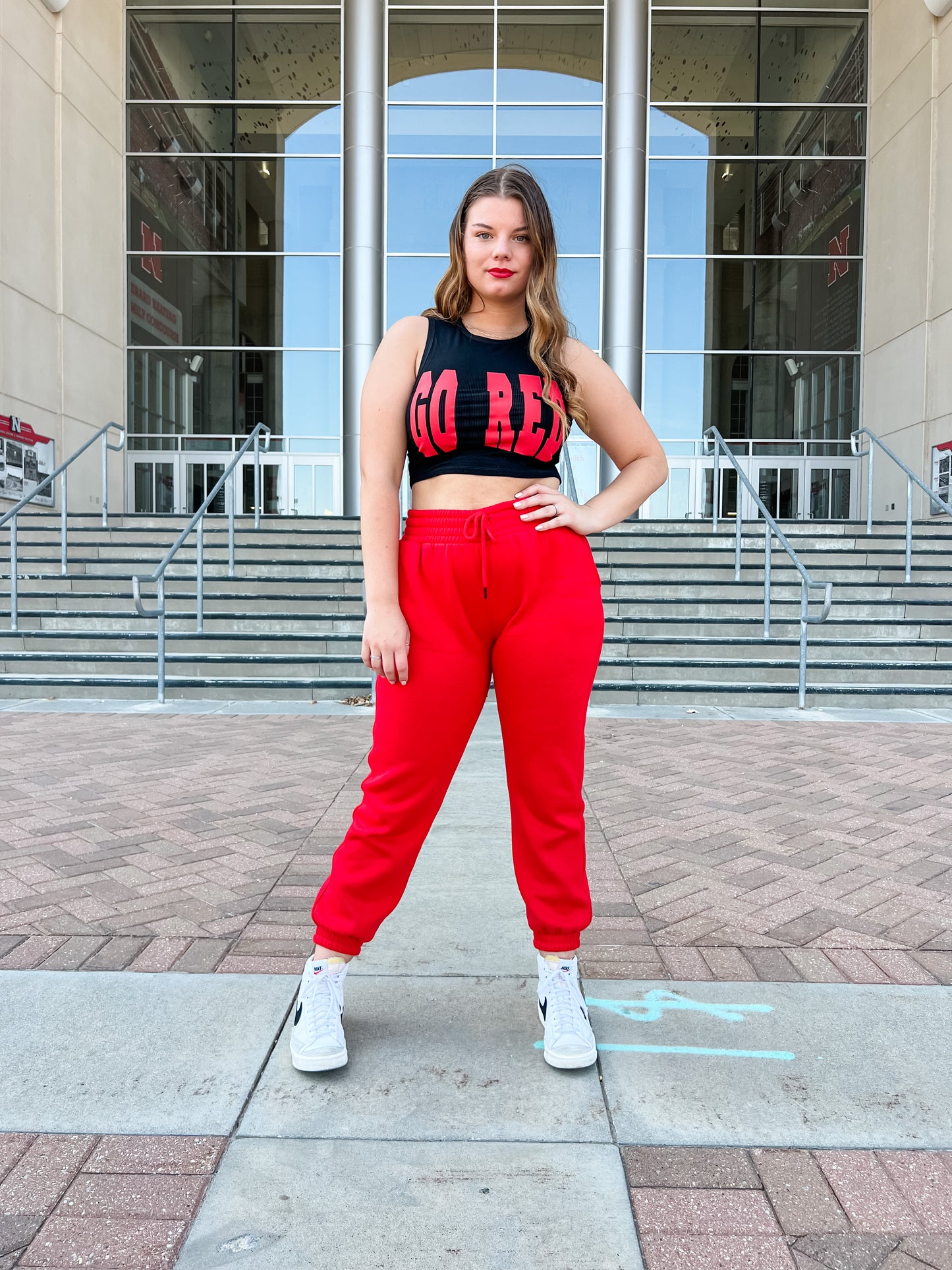 Let's Stay Home Joggers - Scarlet
