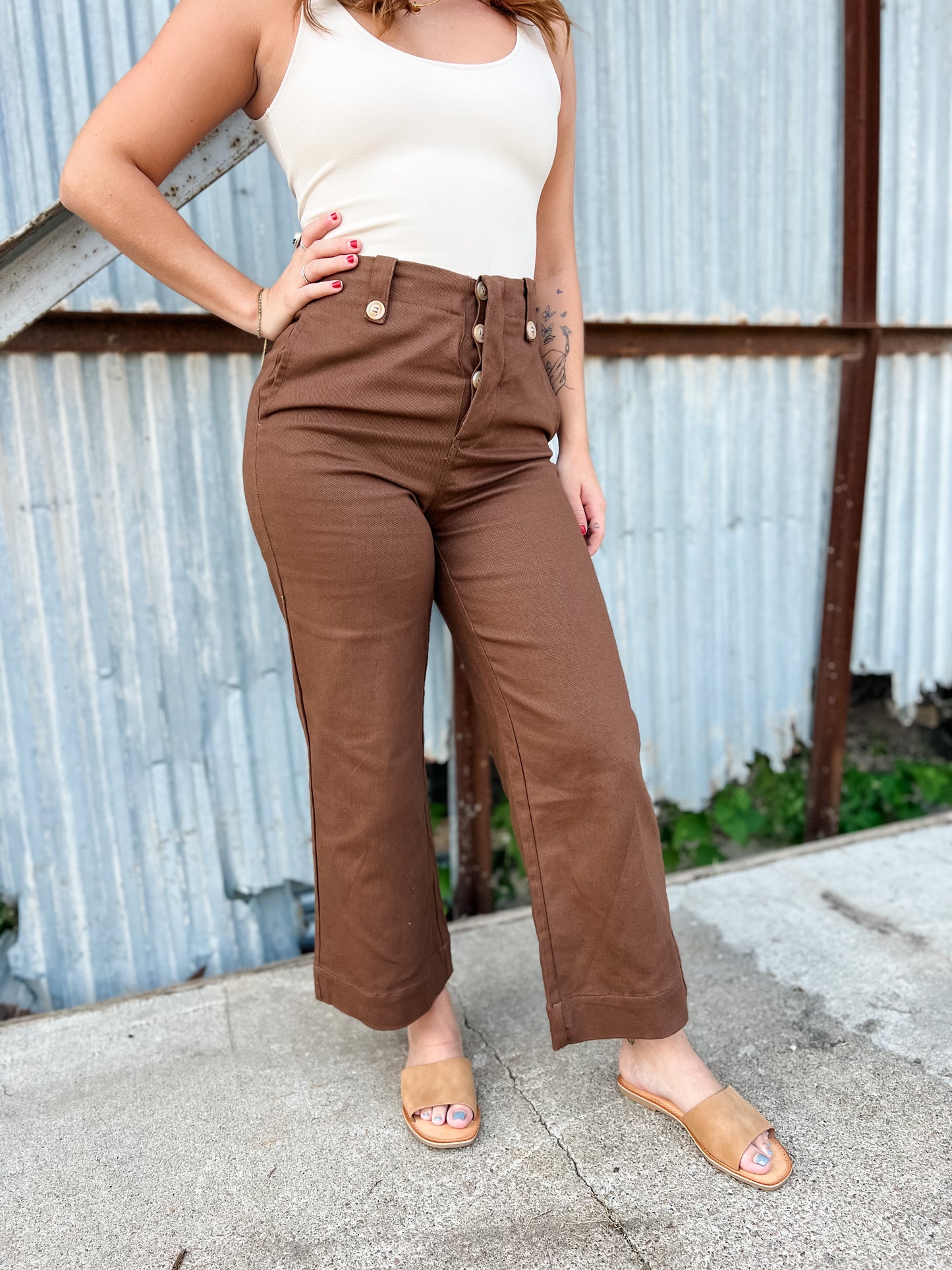 Same Page Ankle Trousers - Espresso