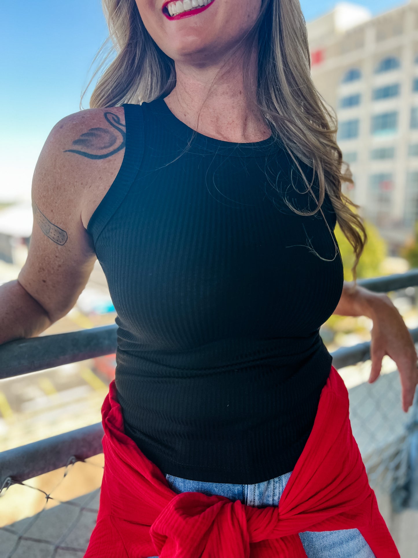 Essentially Essential Ribbed Tank - Black