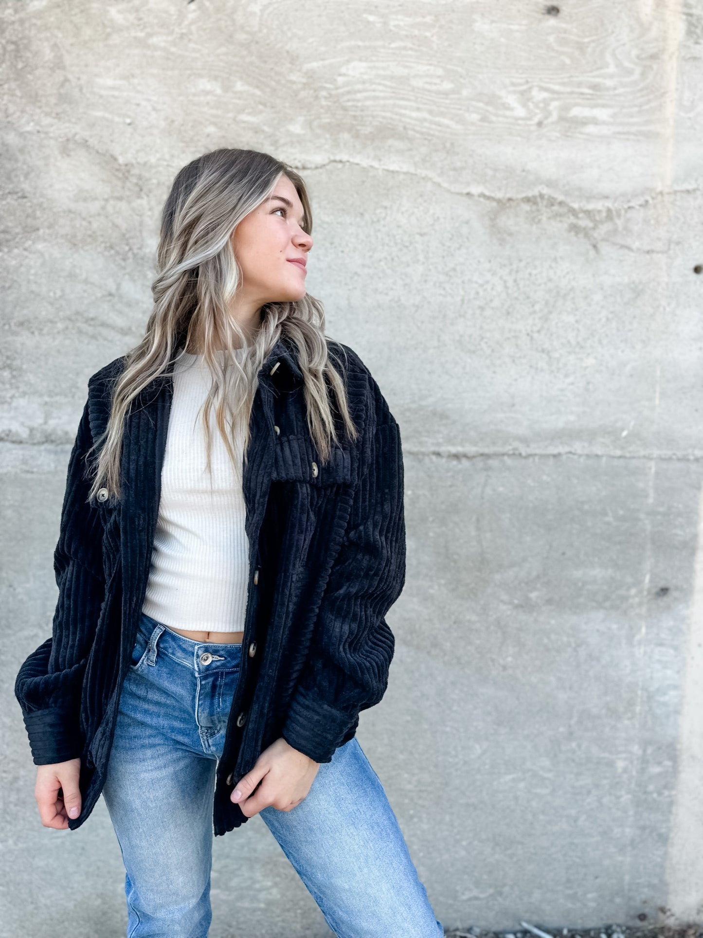 Time Passes Corduroy Jacket - Black