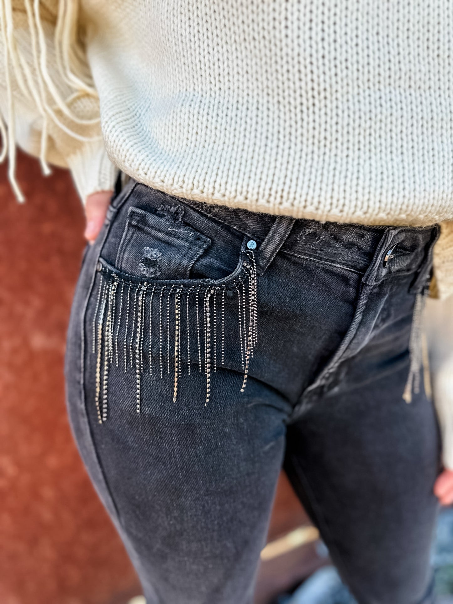 Spotlight Rhinestone Fringe Flares