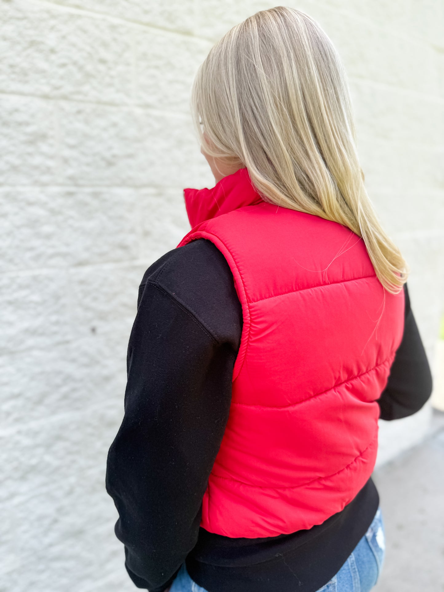 I Want More Puffer Vest - Ruby