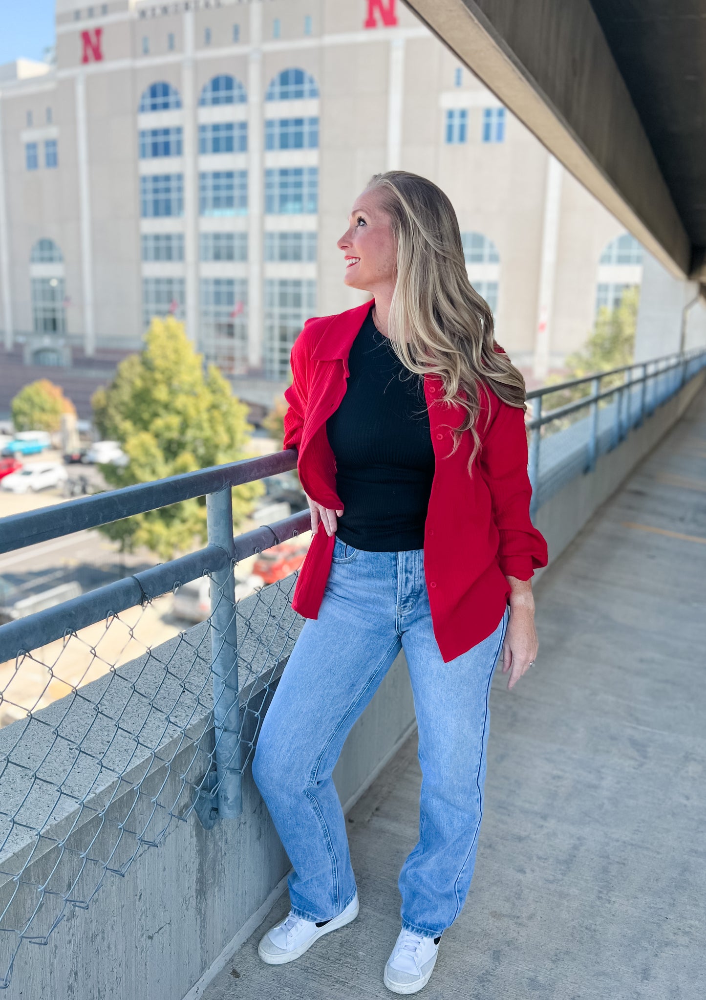 Cheri Gauze Button Up - Cherry
