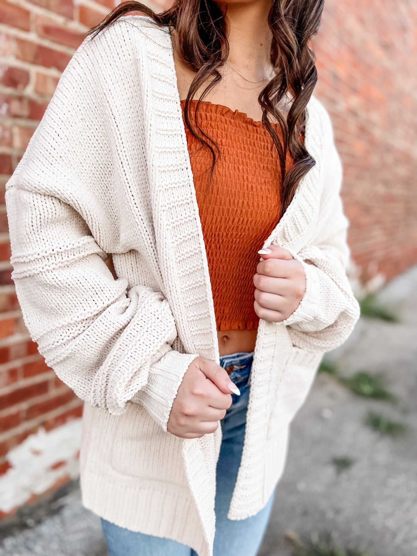 Mona Seamed Cardigan - Pearl
