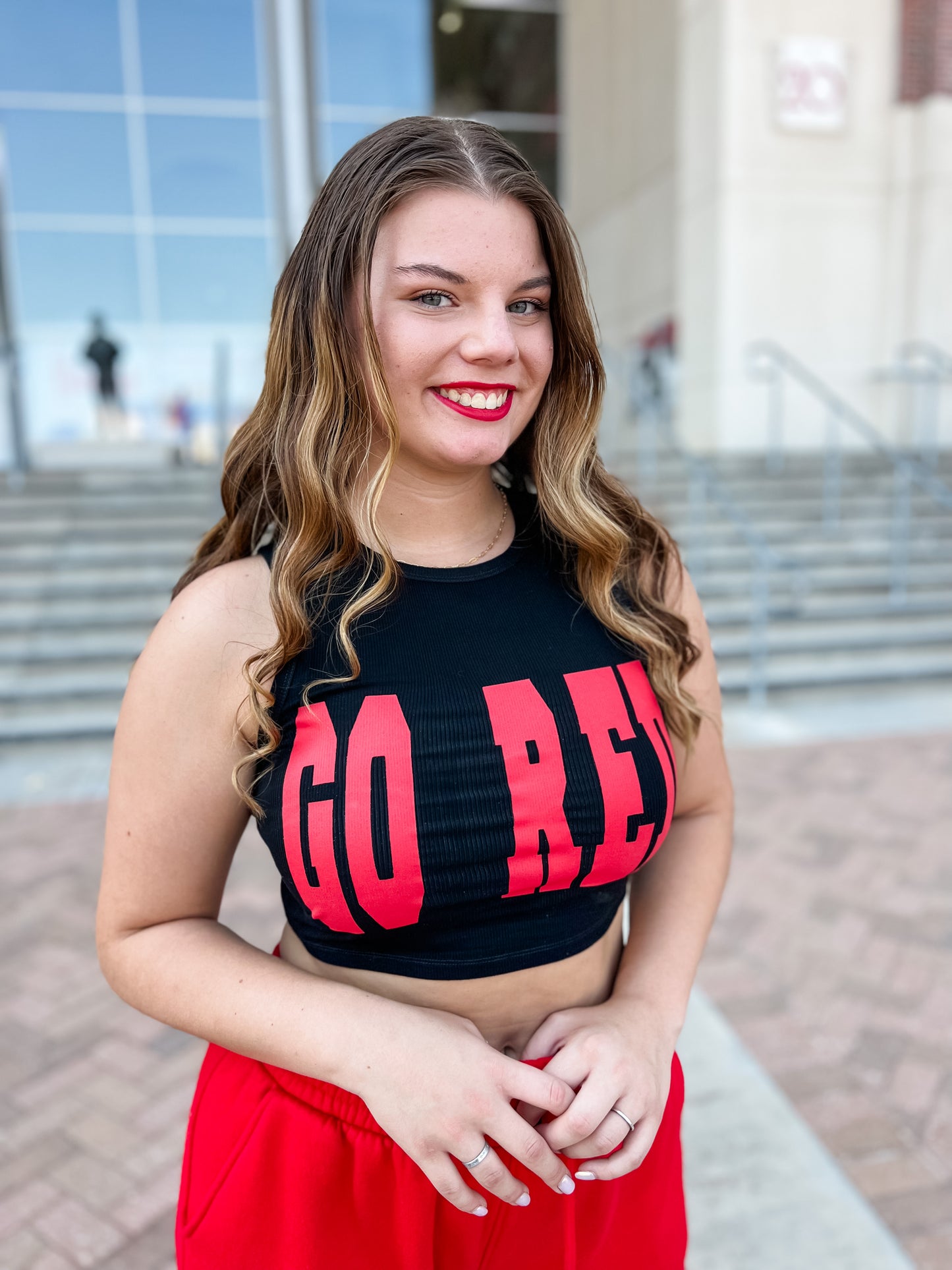 GO RED Crop Tank - Black