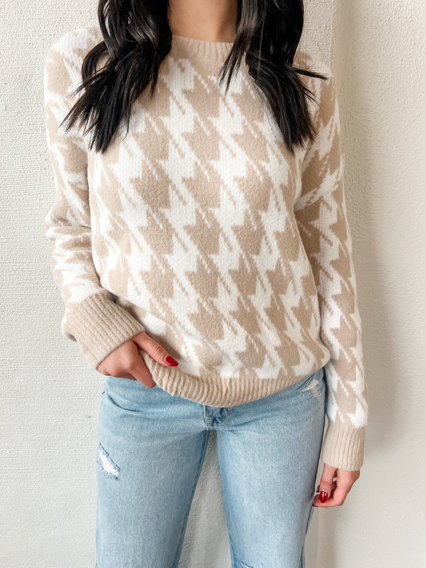 Cozy Almond Knit Sweater