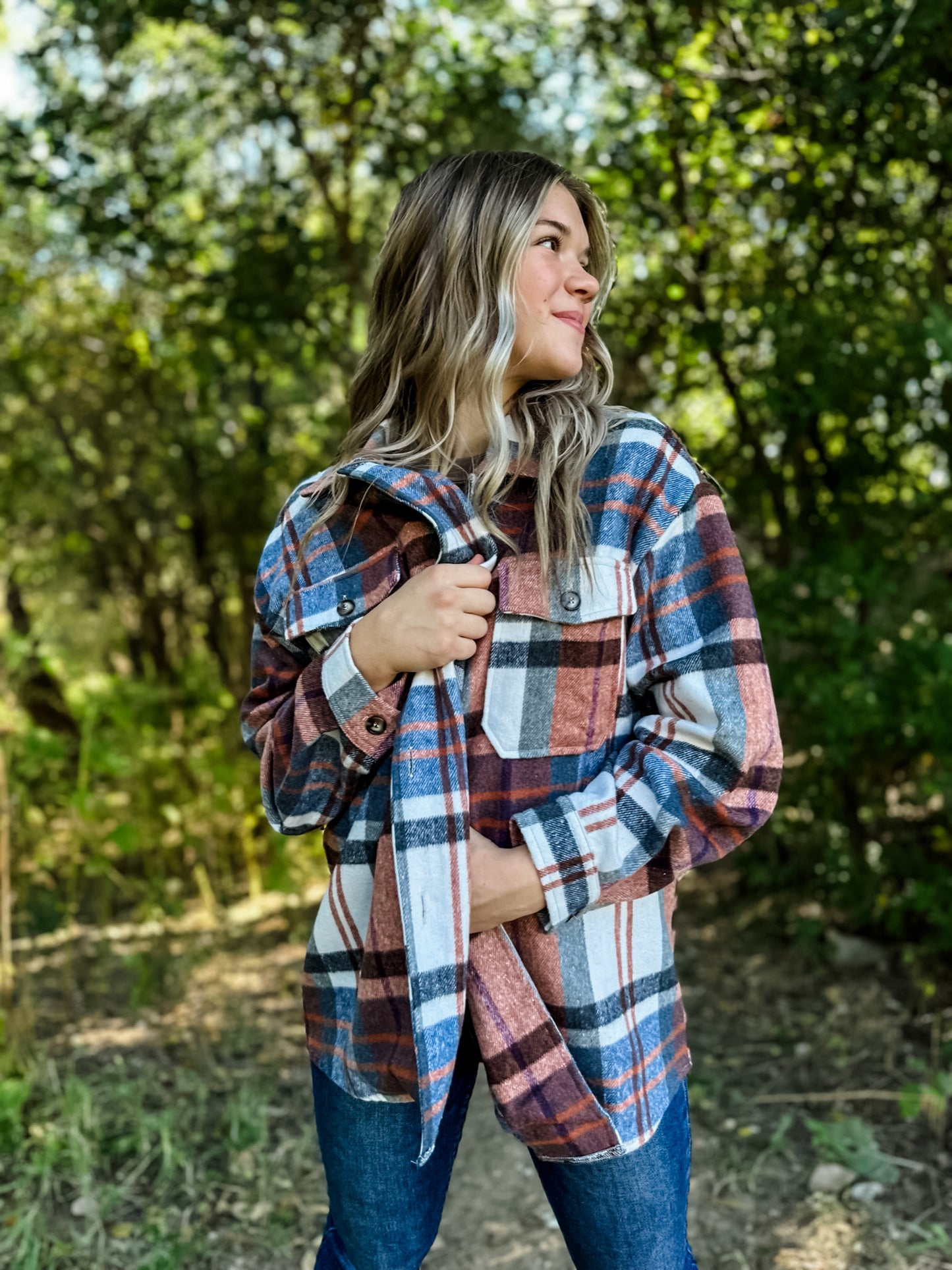 County Line Flannel Shacket - Rust/Multi