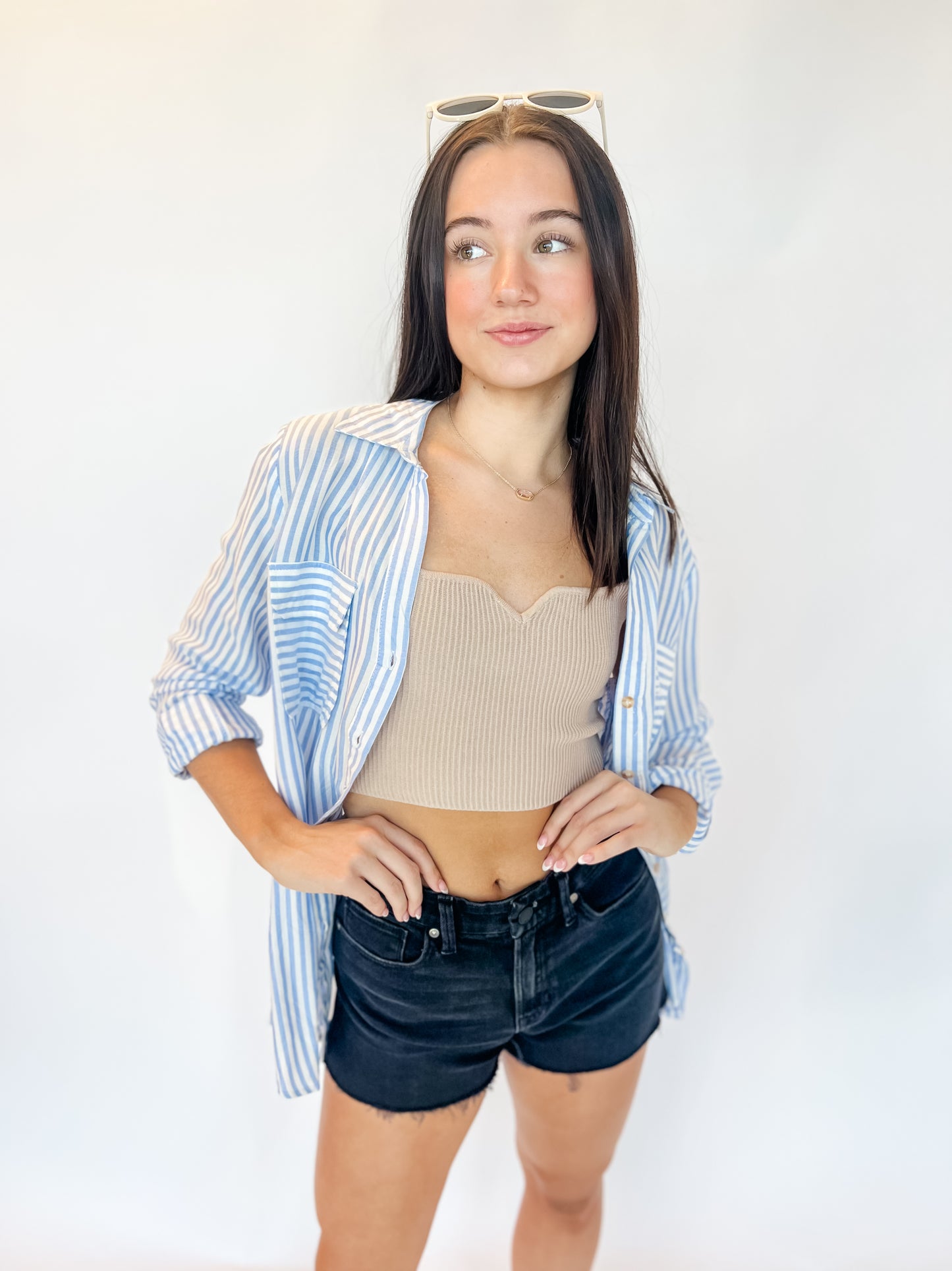 Coastal Blues Striped Button Down
