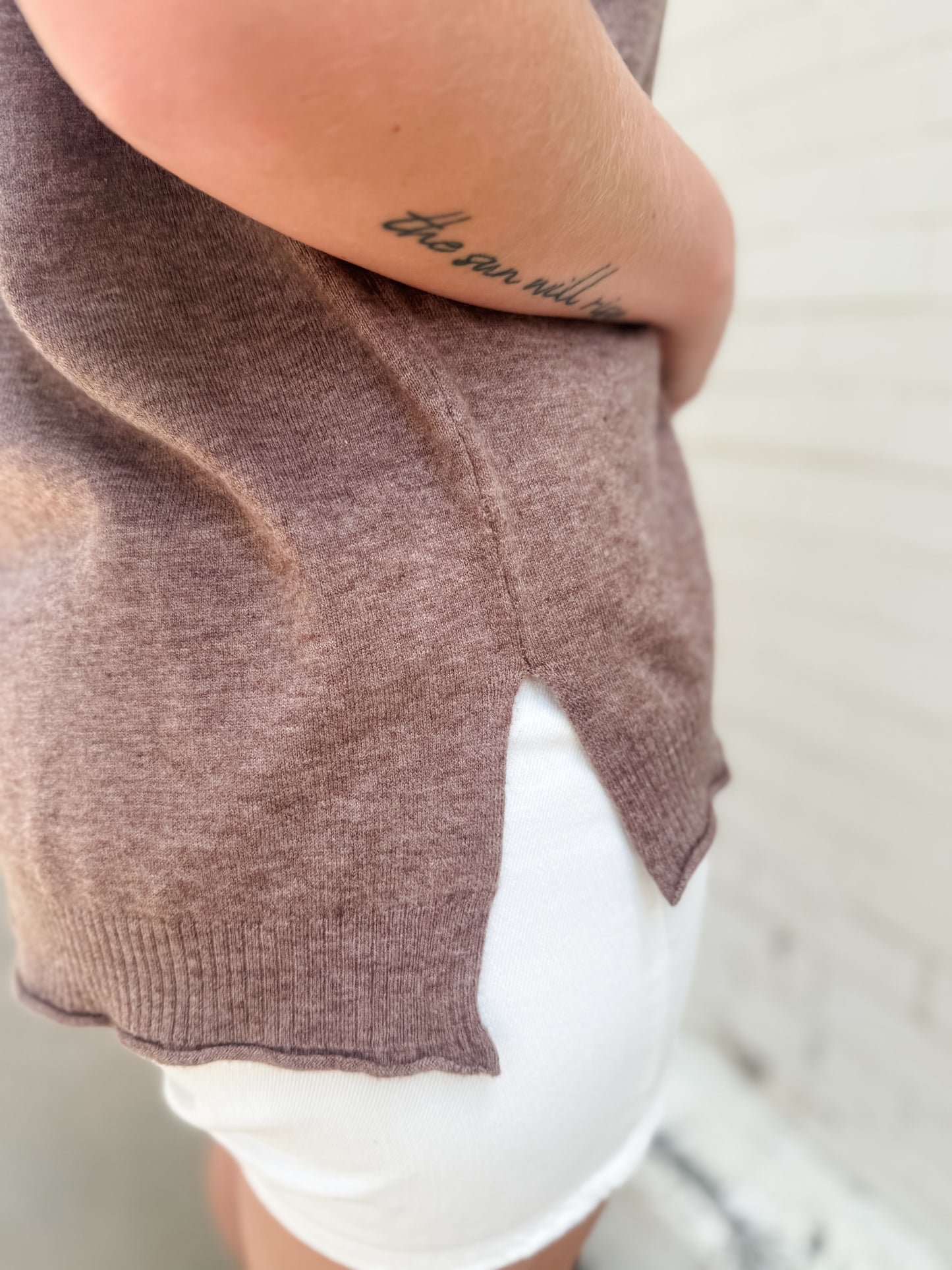Eloise Knit Sweater Top - Mocha